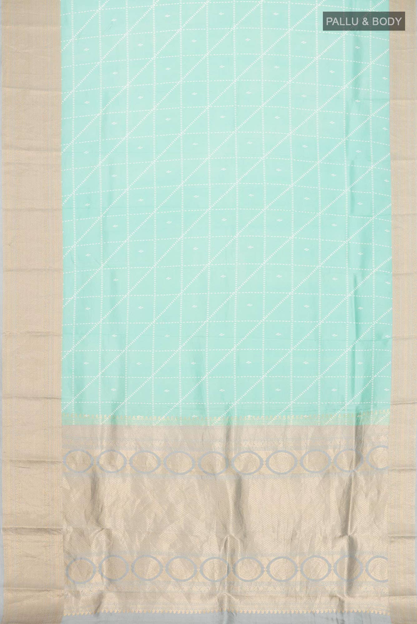 Light Blue Printed Silk Saree - Image 4
