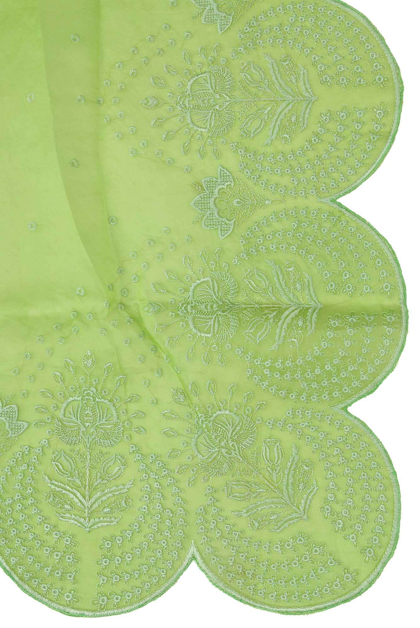 Lovelace Green floral design saree from Embroidered Romance Collection by Nalli - Image 4