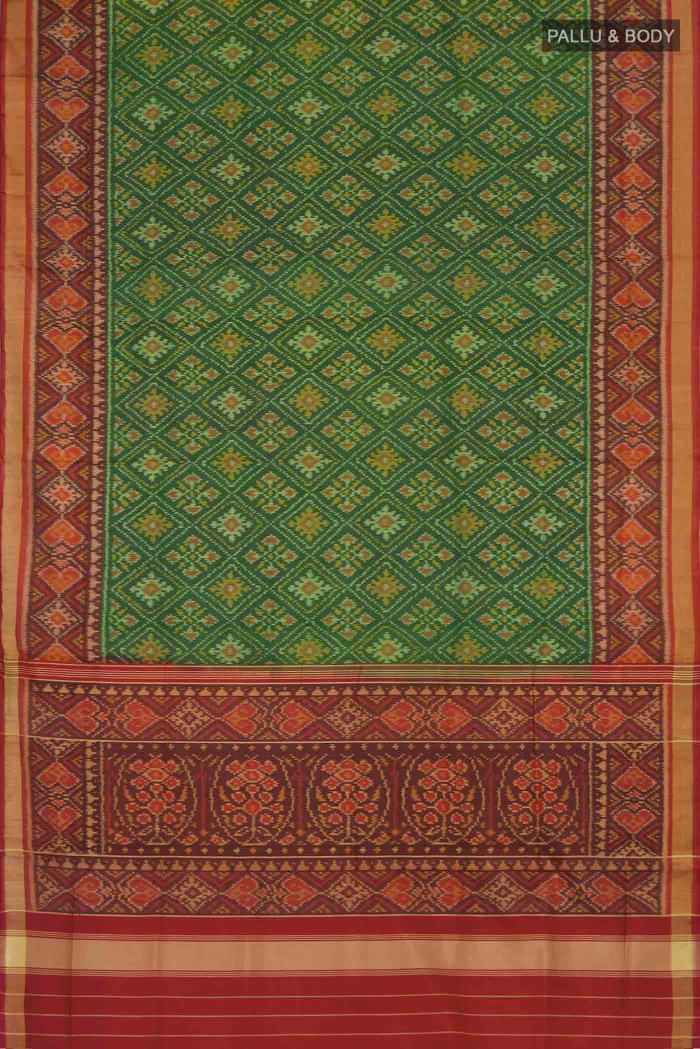 Green Rajkot Patola Silk Saree - Image 5