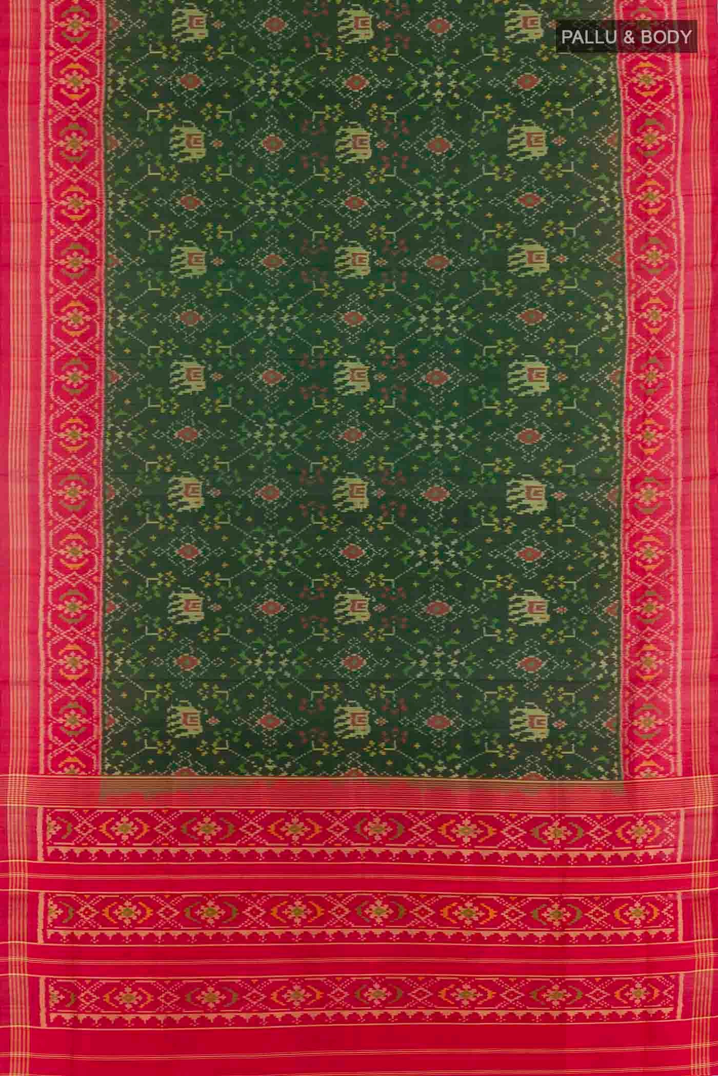 Green Rajkot Patola Silk Saree - Image 3