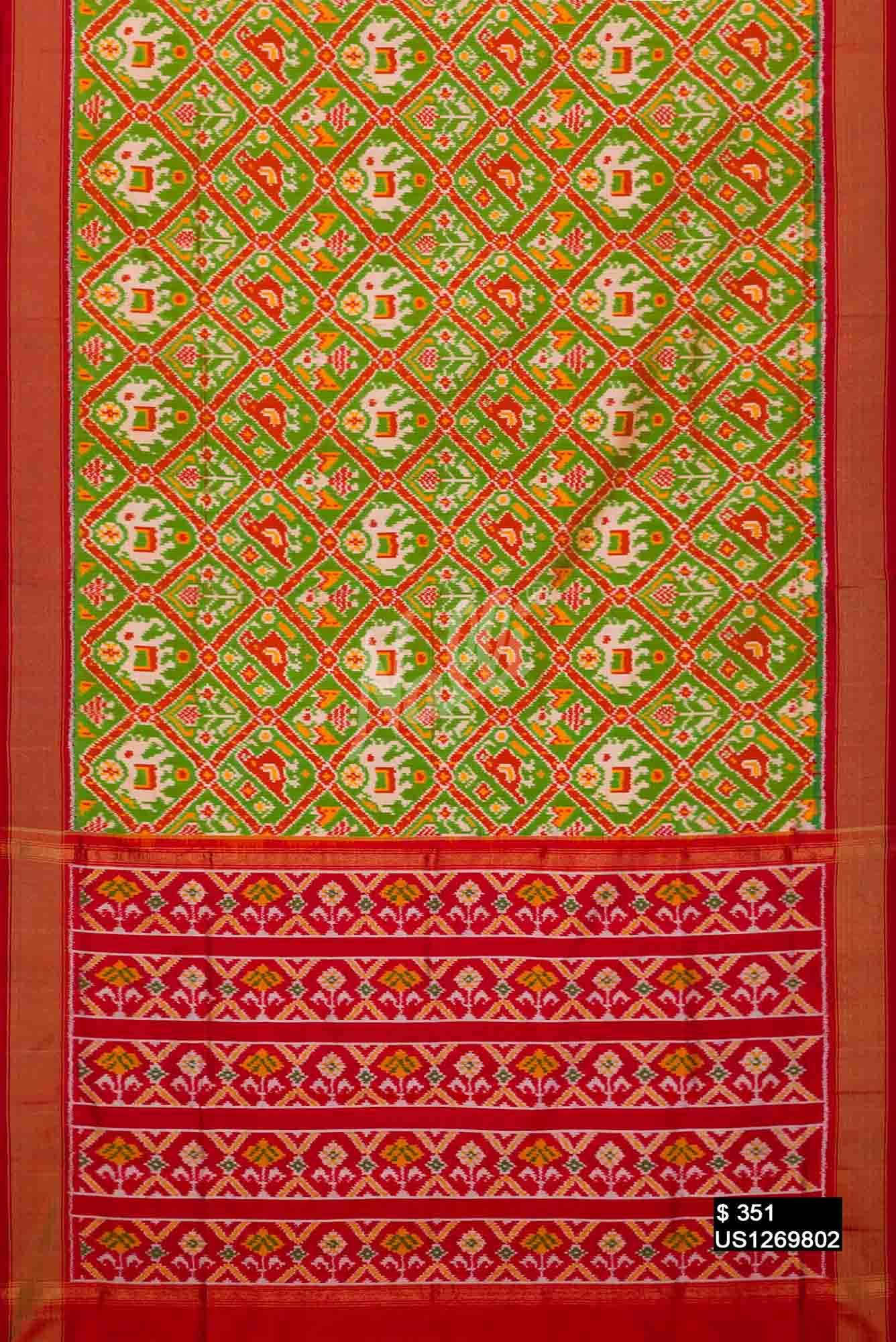 Green Rajkot Patola Silk Saree