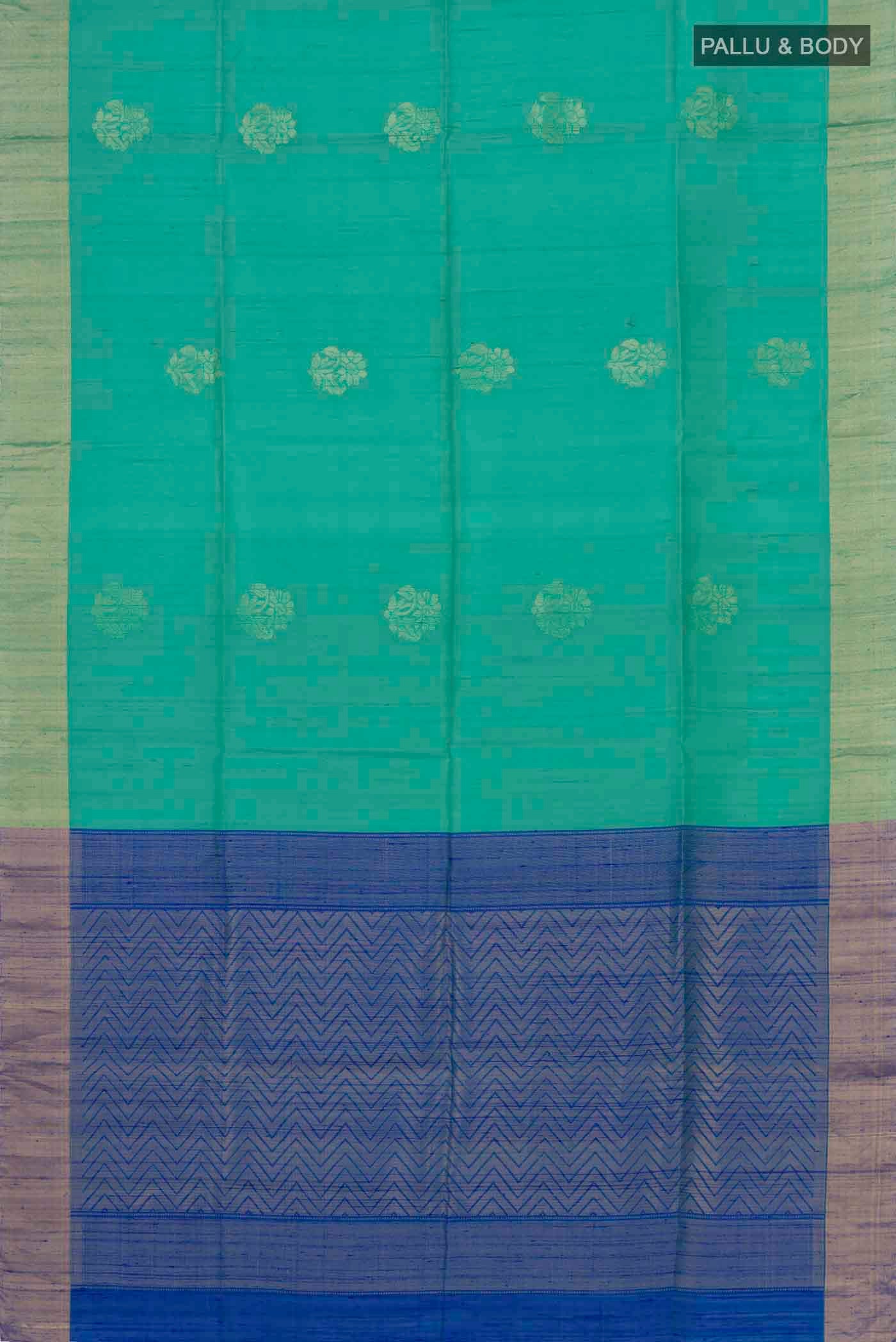 Green Raw Silk Saree - Image 3