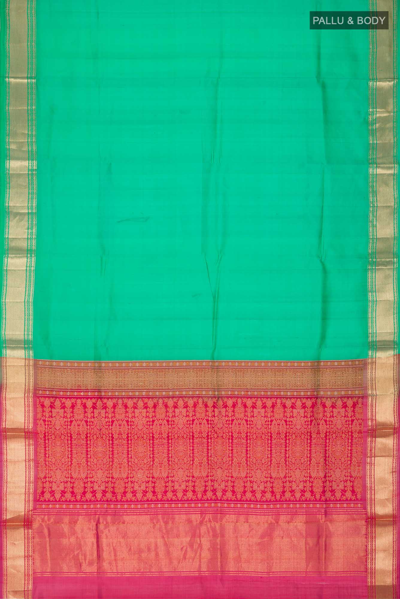 Green Raw Silk Saree - Image 5