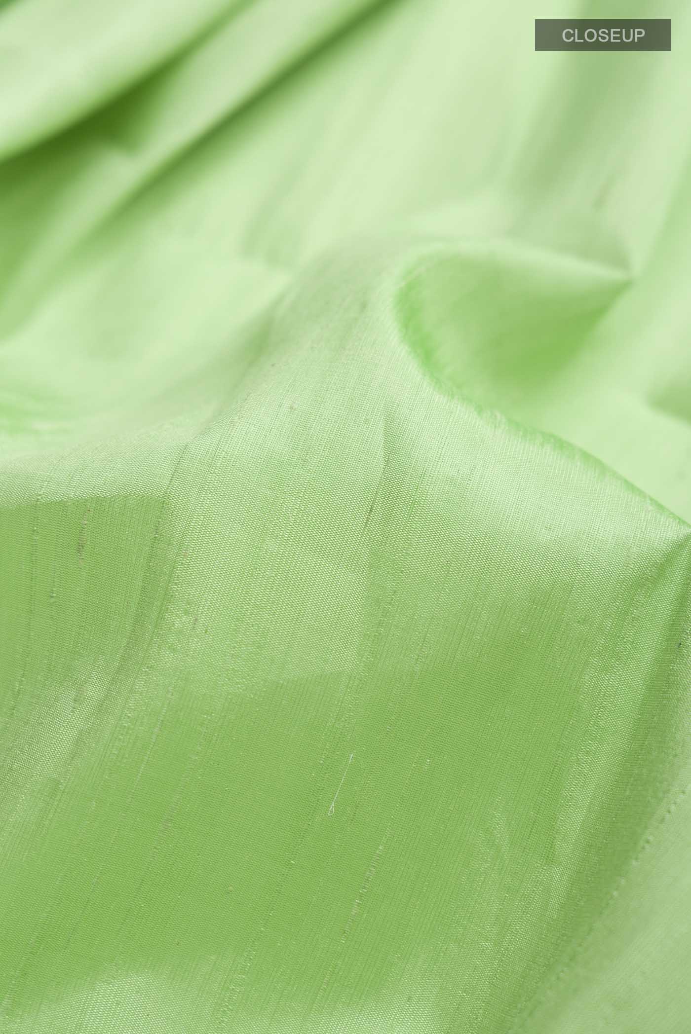 Green Raw Silk Saree - Image 2