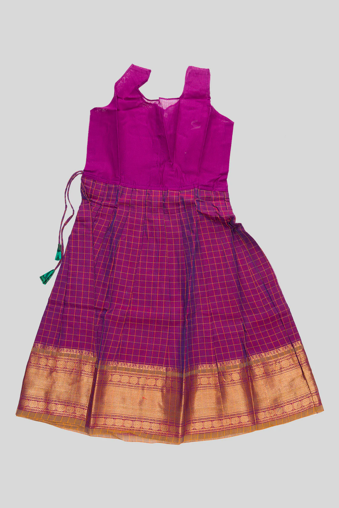 Green Readymade Cotton Pavadai Set  | Lehanga & Blouse - Image 5