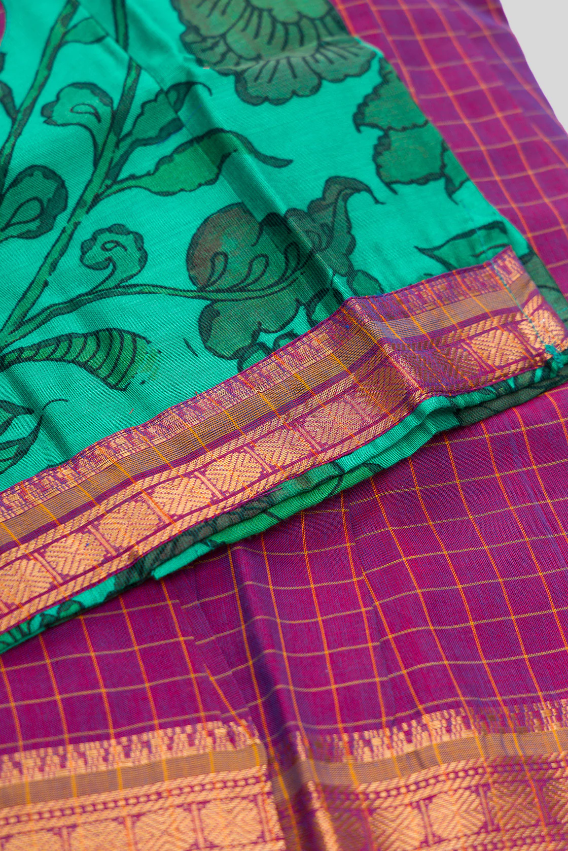 Green Readymade Cotton Pavadai Set  | Lehanga & Blouse - Image 6