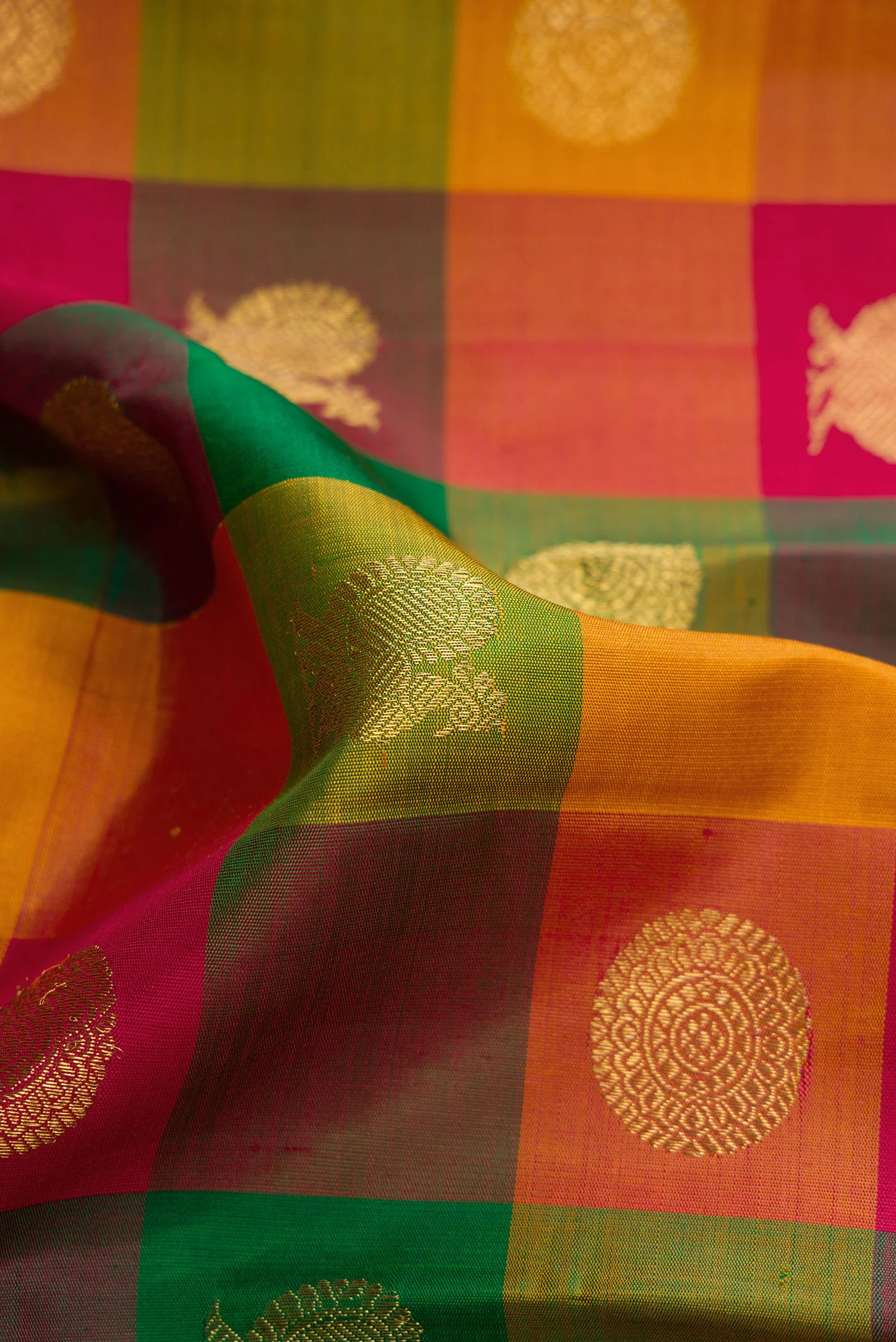 Pure Silk Pure Zari Multi Color Kanchipuram Saree - Image 2