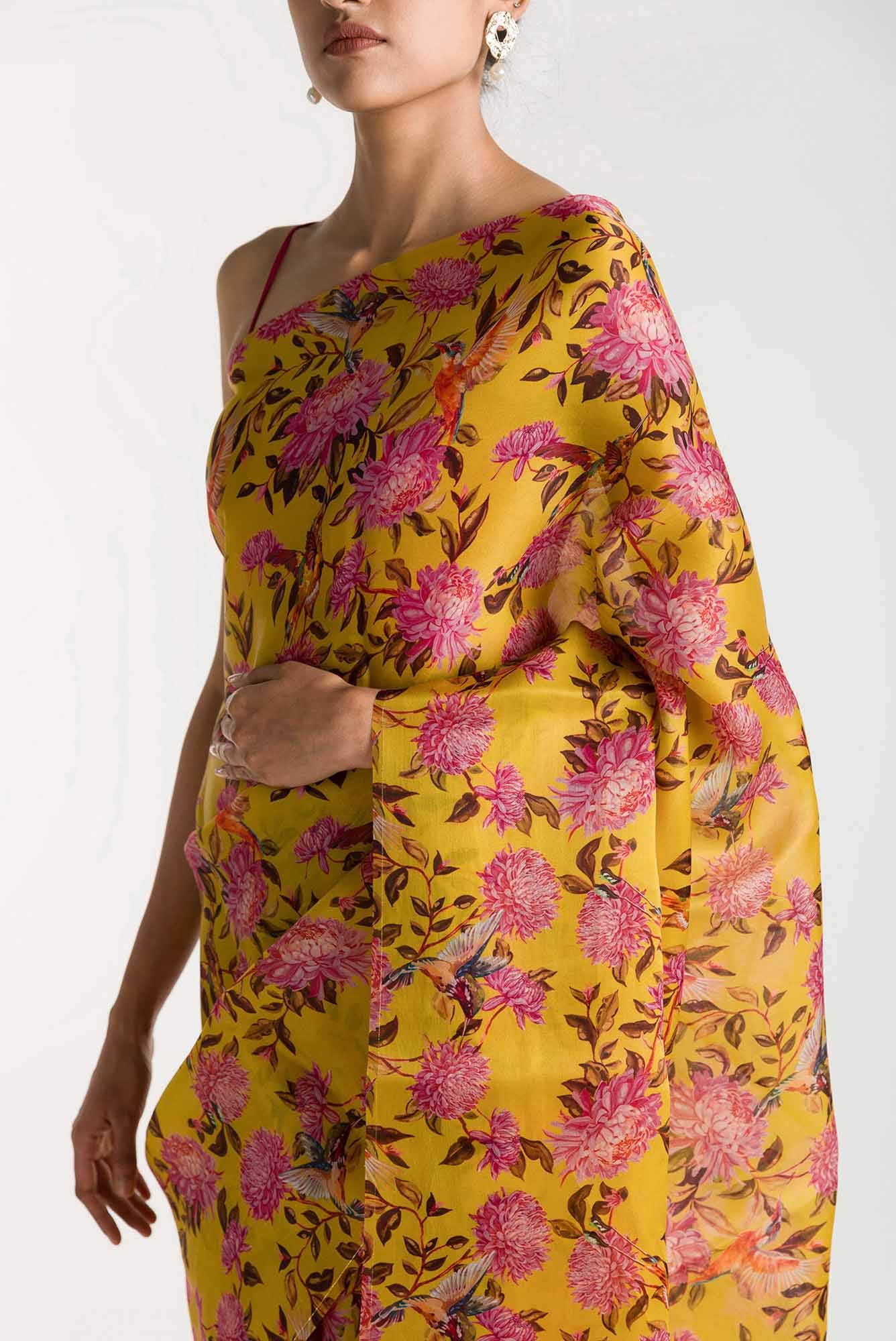 Kingfisher Dreams Lime Green Satin Organza Saree - Image 2