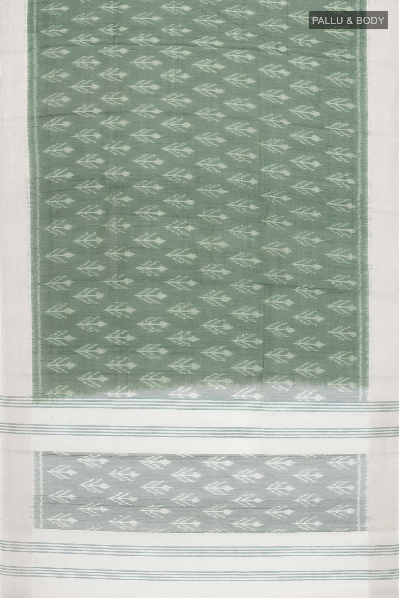 Green Silk Cotton Saree - Image 3