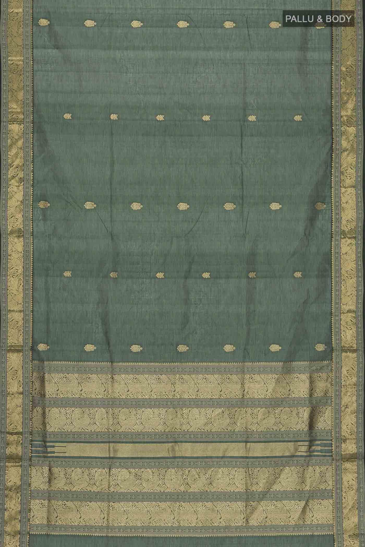 Green Silk Cotton Saree - Image 5