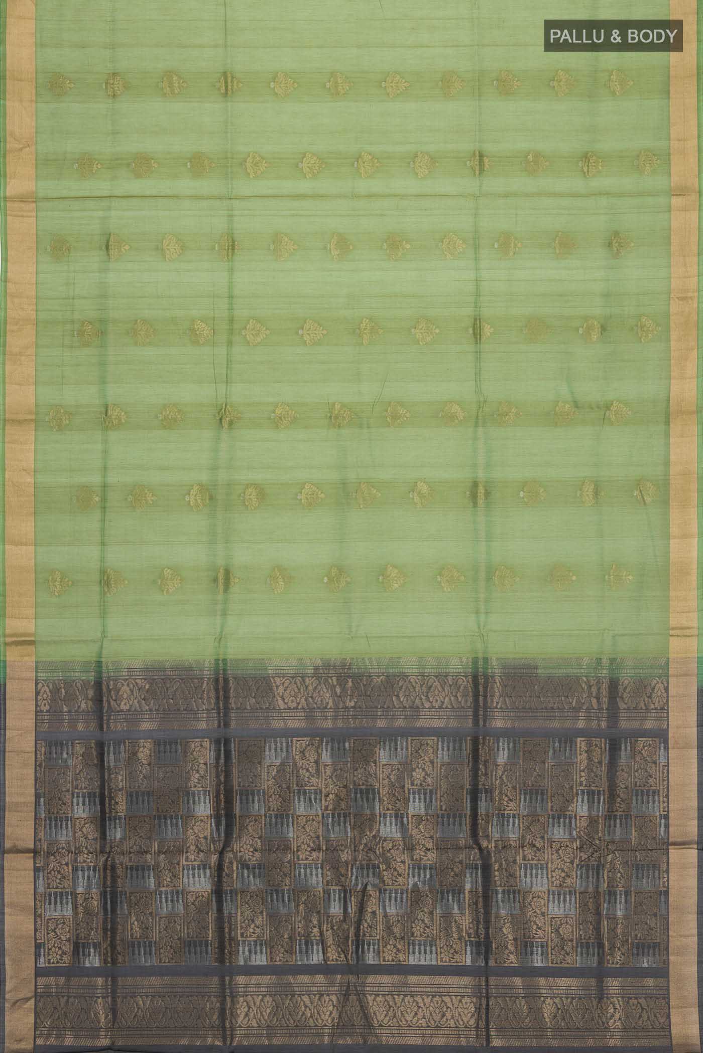 Green Silk Cotton Saree - Image 3
