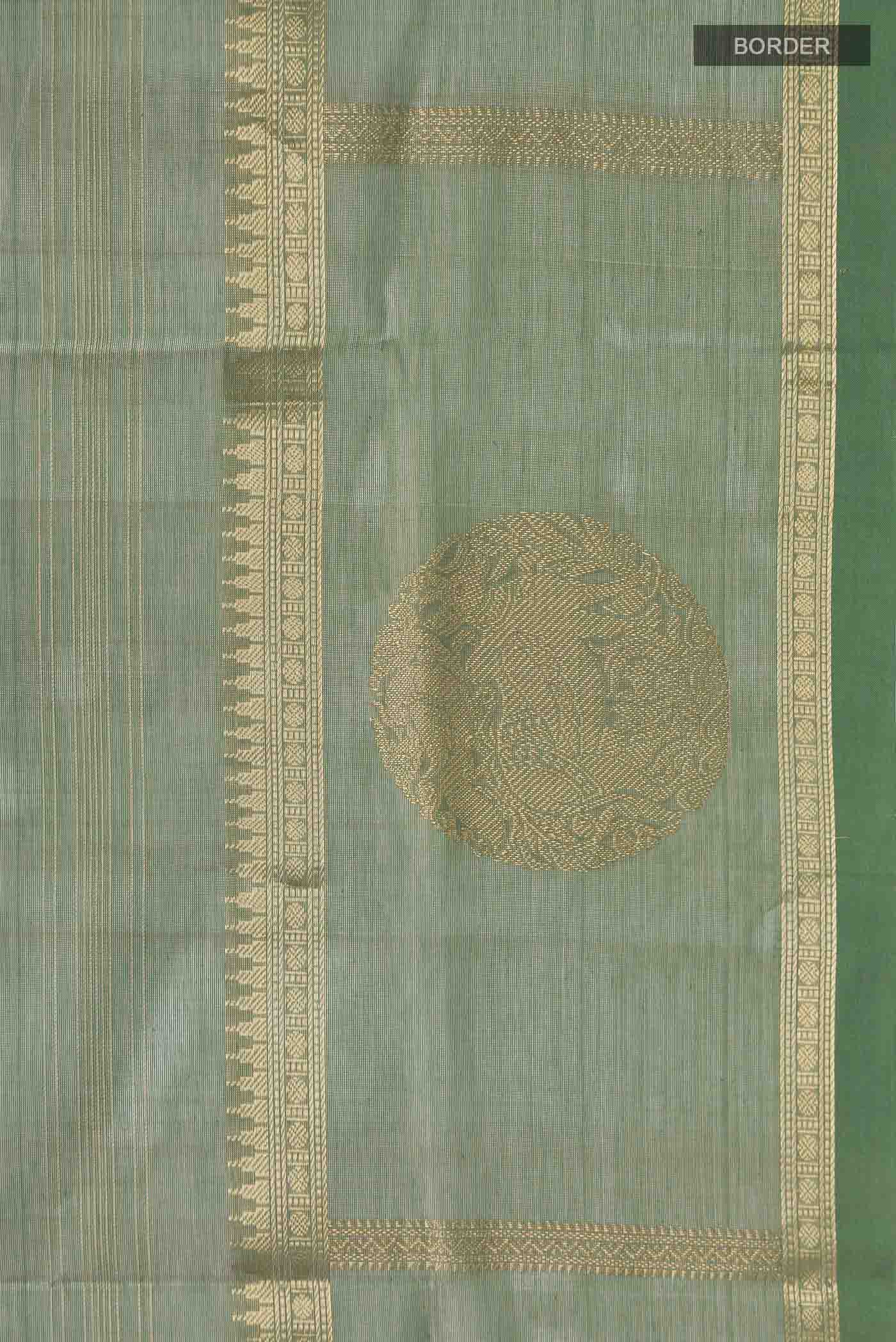 Green Silk Cotton Saree - Image 3