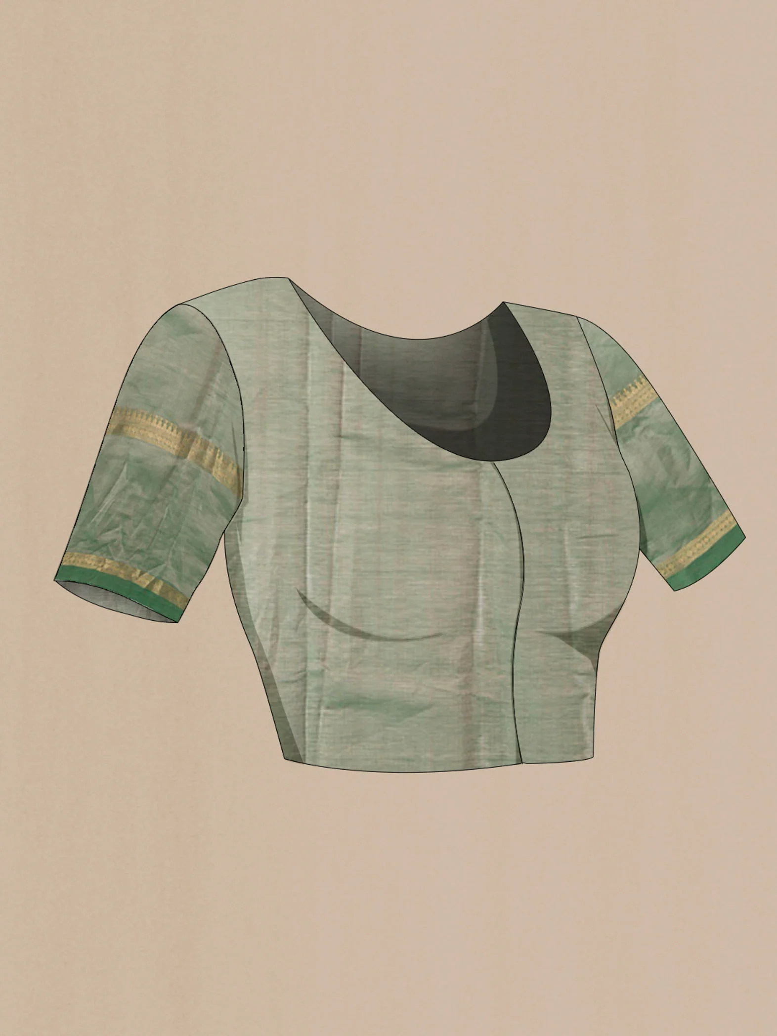 Green Silk Cotton Saree - Image 4