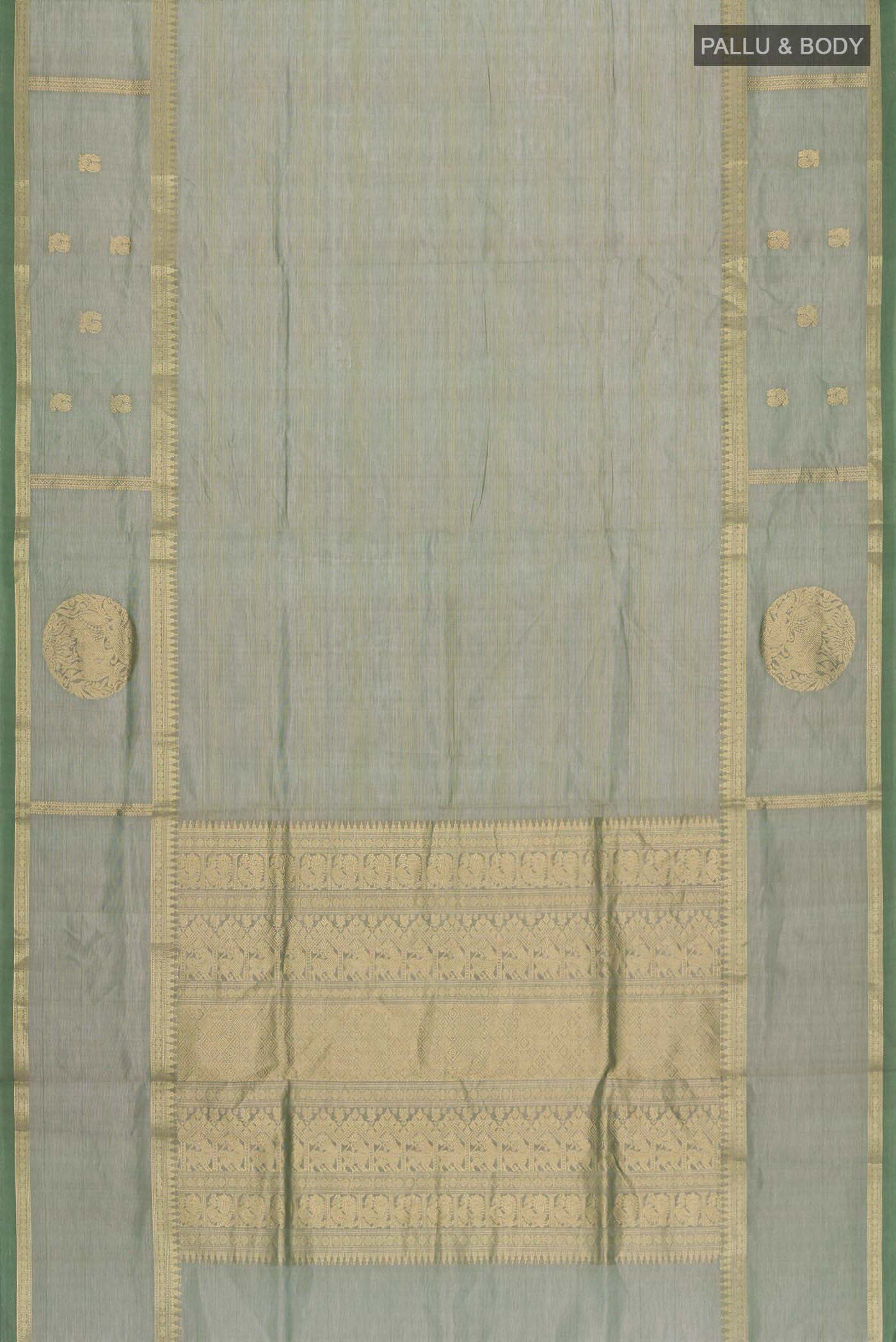 Green Silk Cotton Saree - Image 5