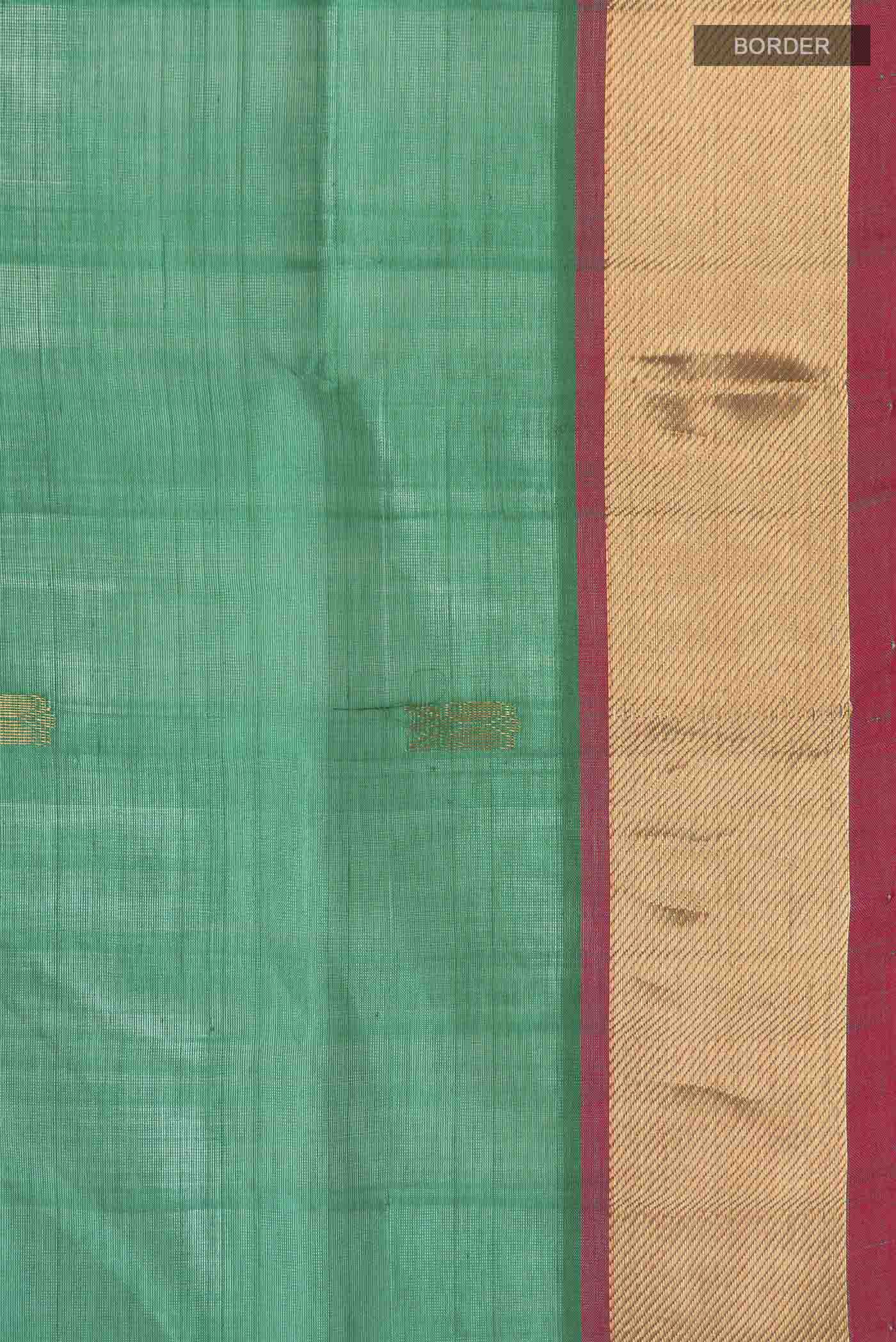 Green Silk Cotton Saree - Image 3