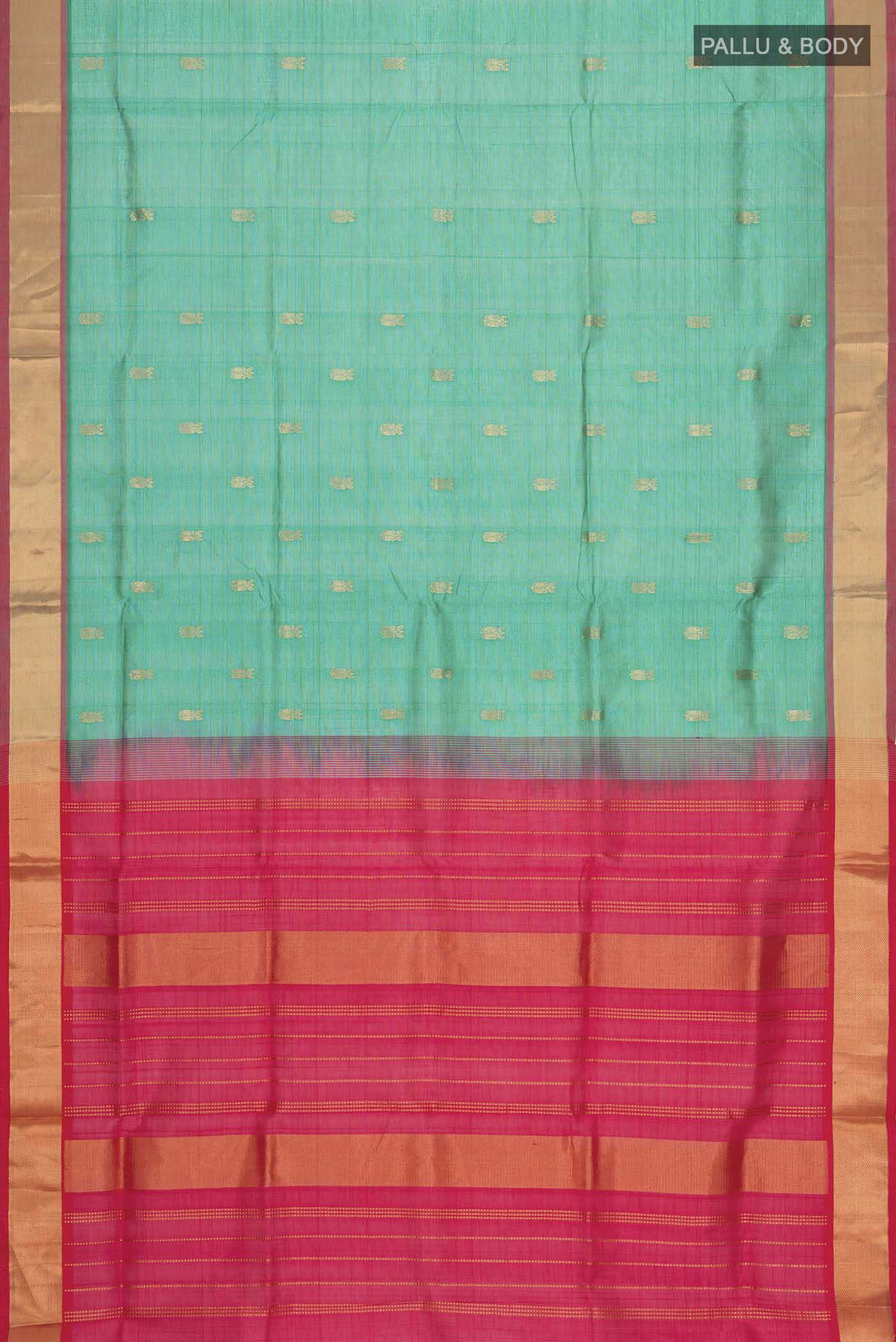 Green Silk Cotton Saree - Image 5