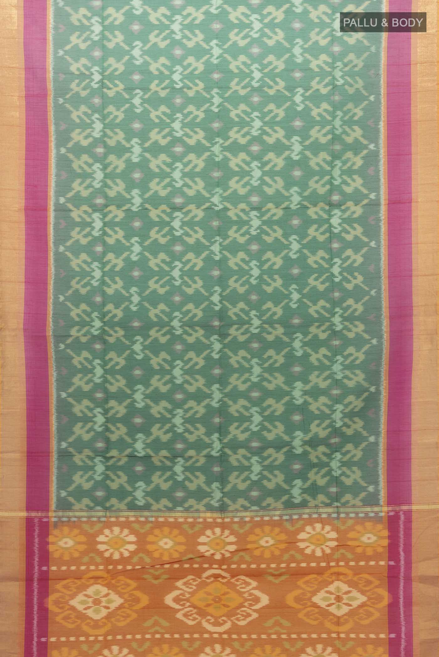 Green Silk Cotton Saree - Image 5