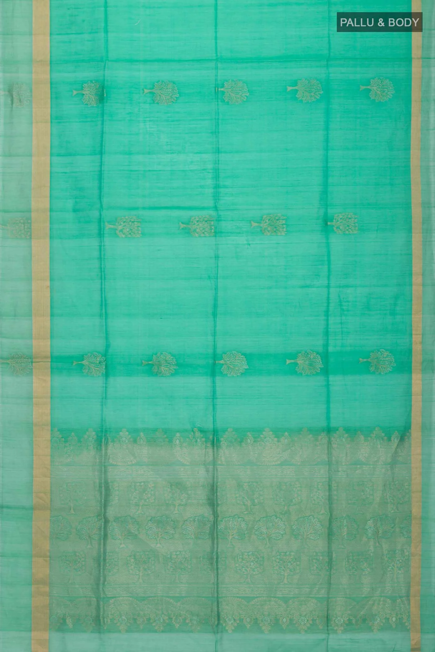 Green Silk Cotton Saree - Image 3