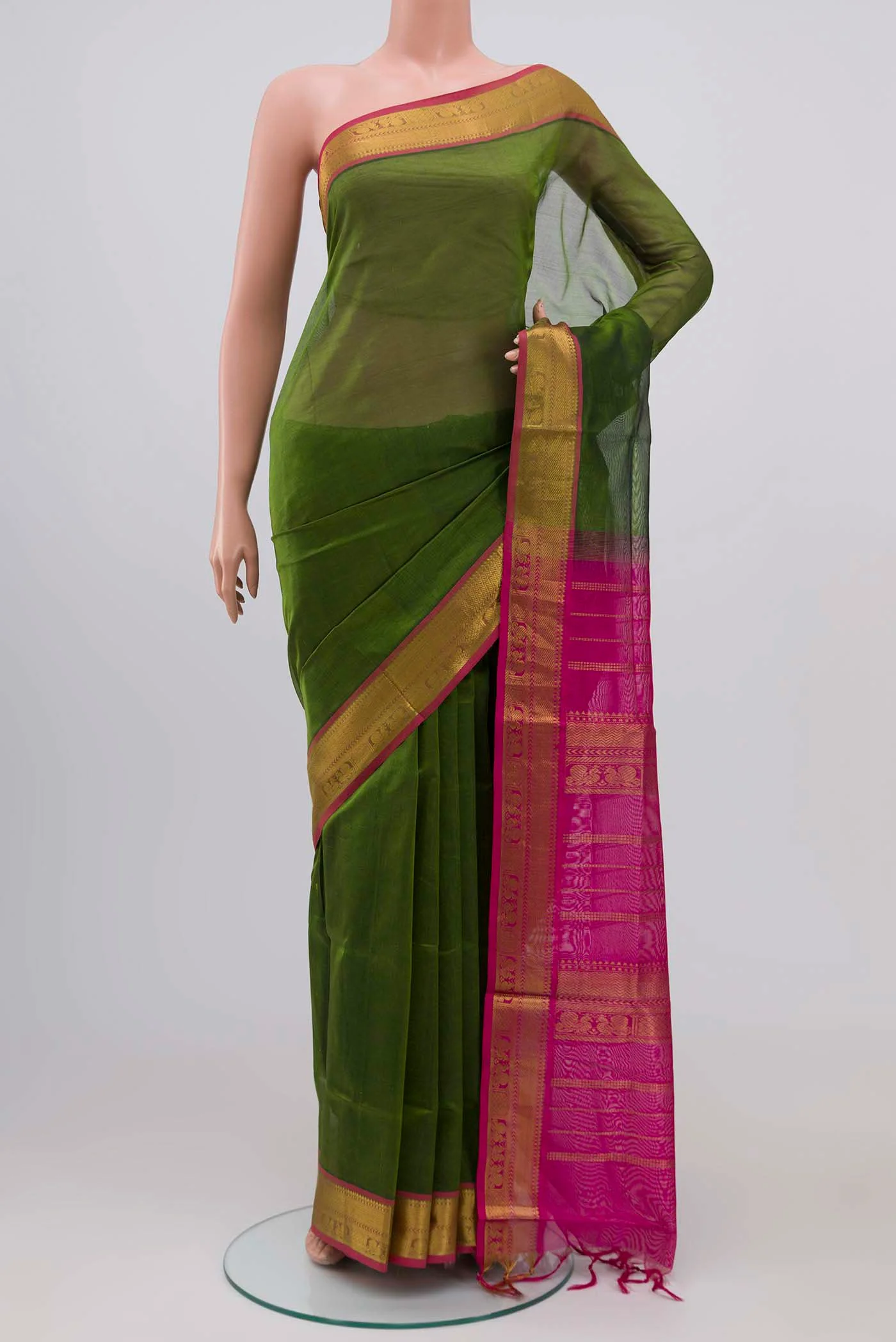 Green Silk Cotton Saree