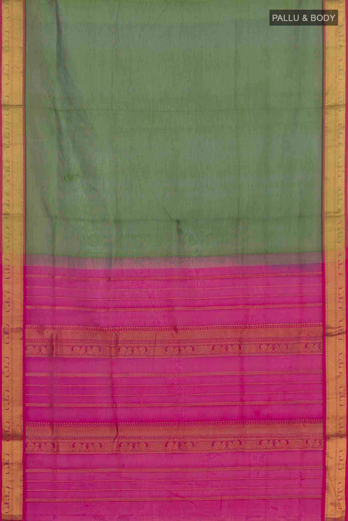 Green Silk Cotton Saree - Image 3