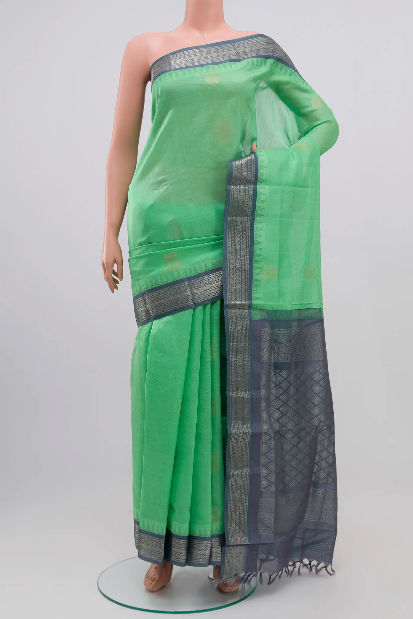 Sea Green Silk Cotton Saree