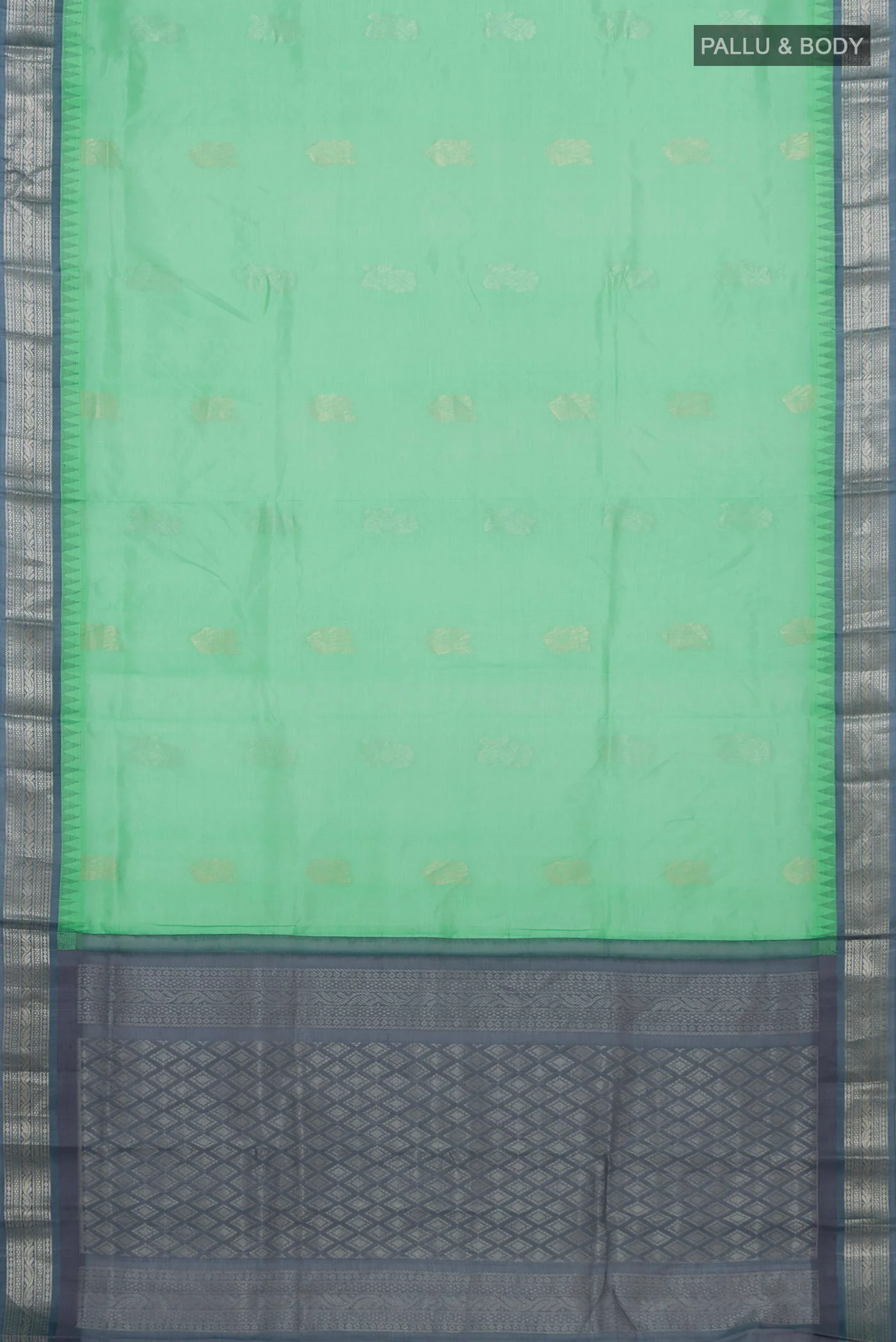 Sea Green Silk Cotton Saree - Image 5