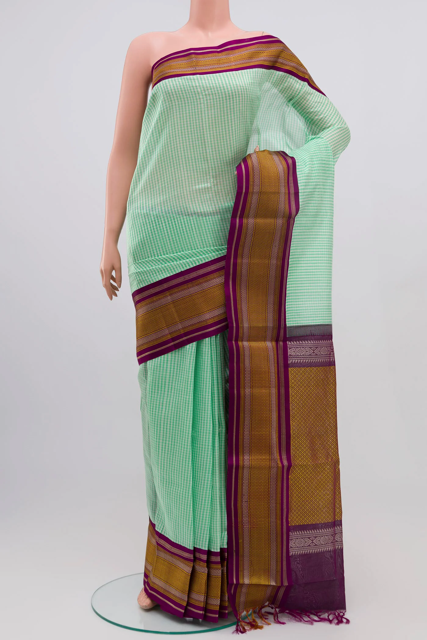 Sea Green Silk Cotton Saree