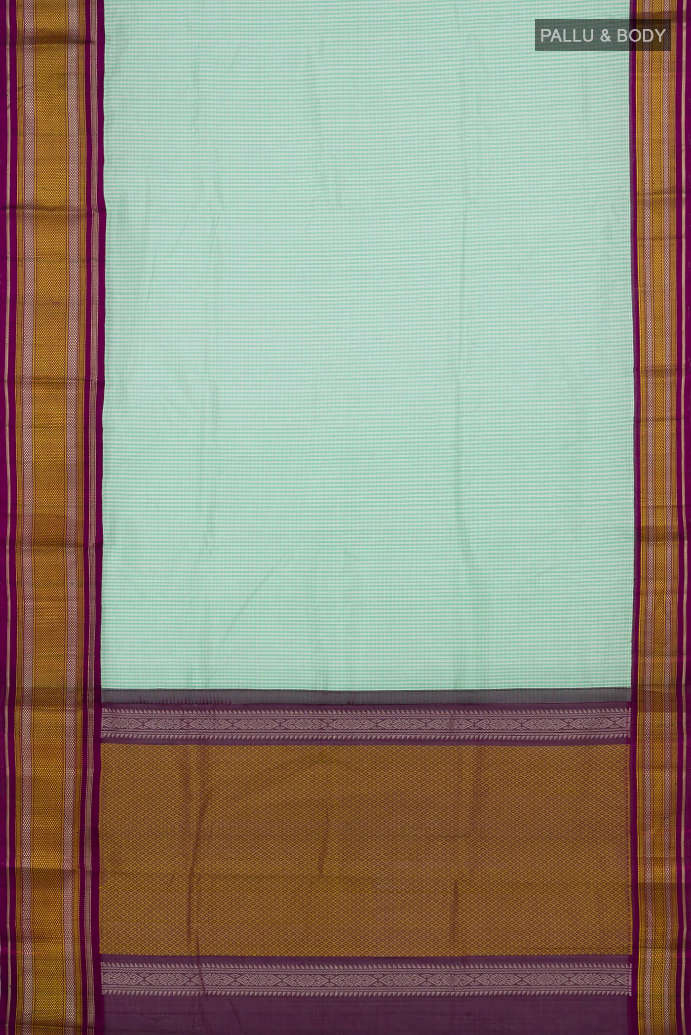 Sea Green Silk Cotton Saree - Image 5