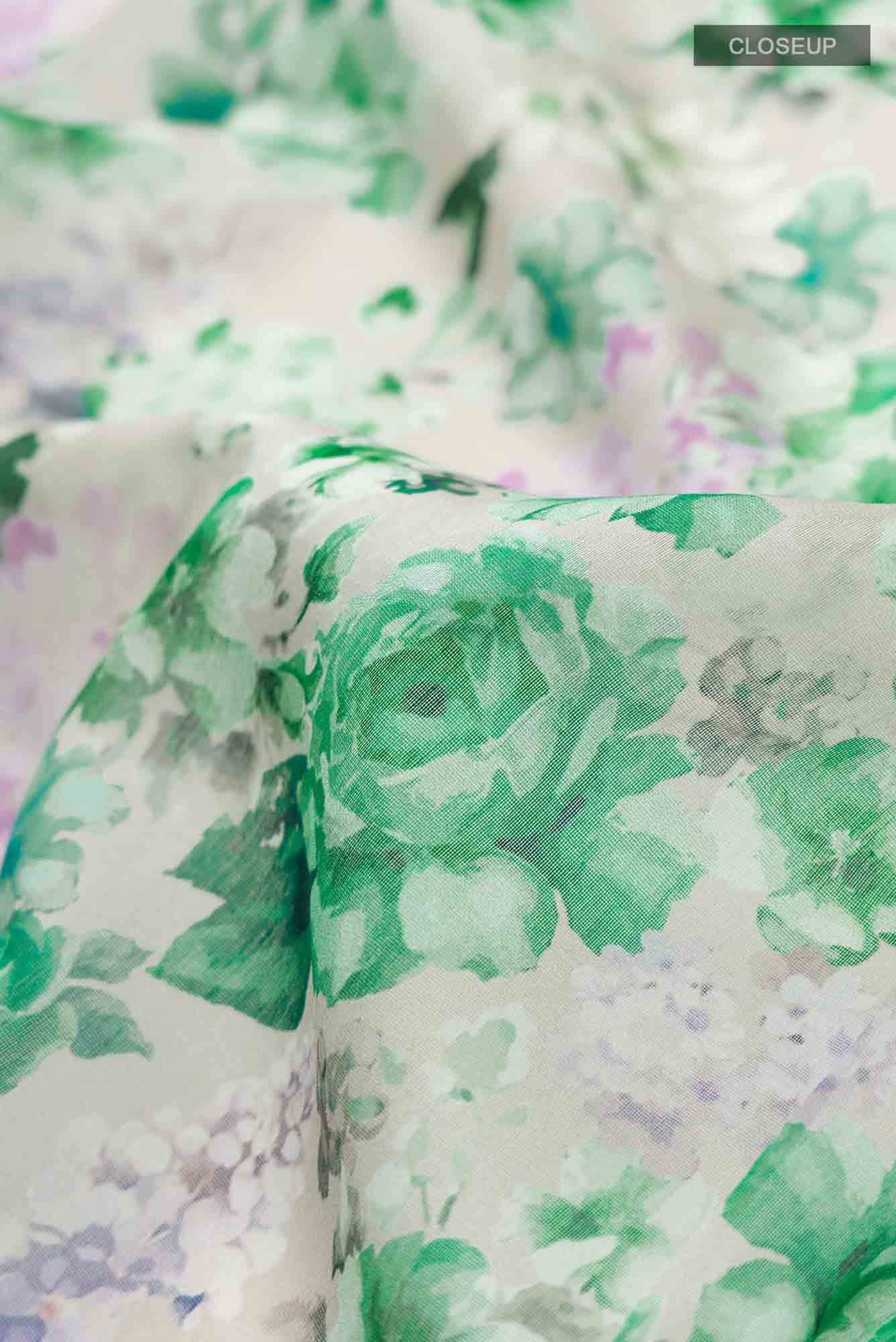 Green Silk Cotton Saree - Image 3