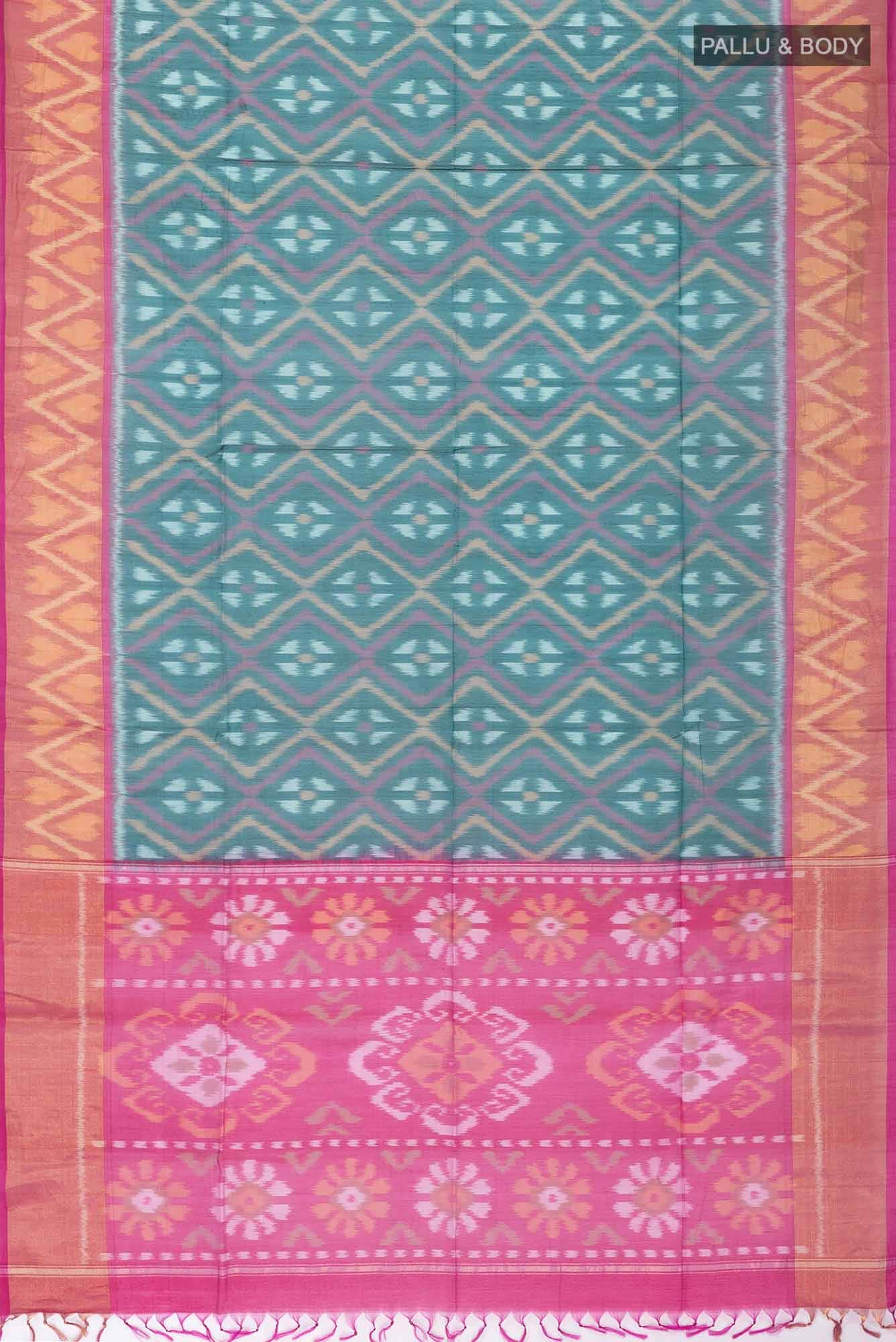 Green Silk Cotton Saree - Image 2