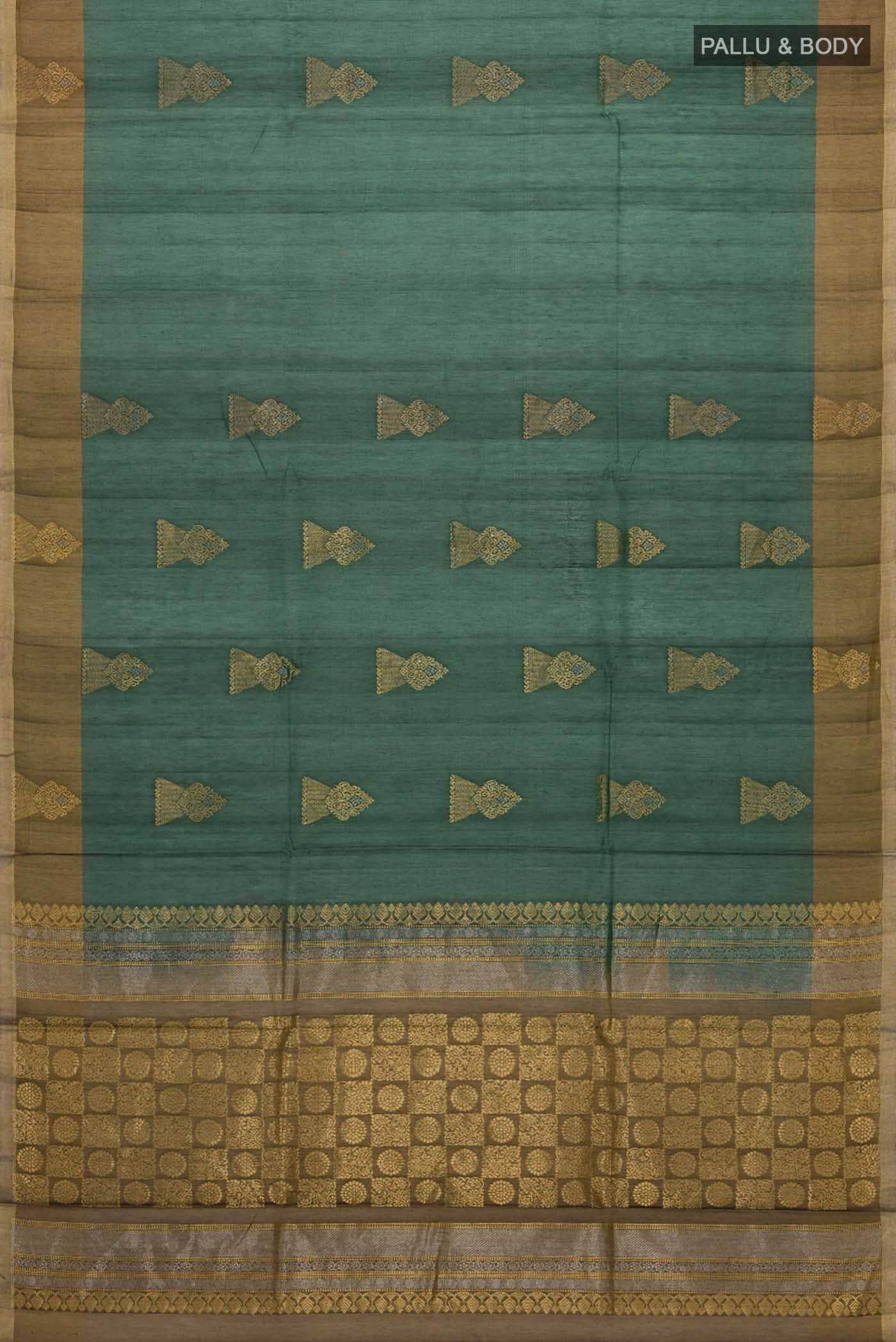 Green Silk Cotton Saree - Image 2