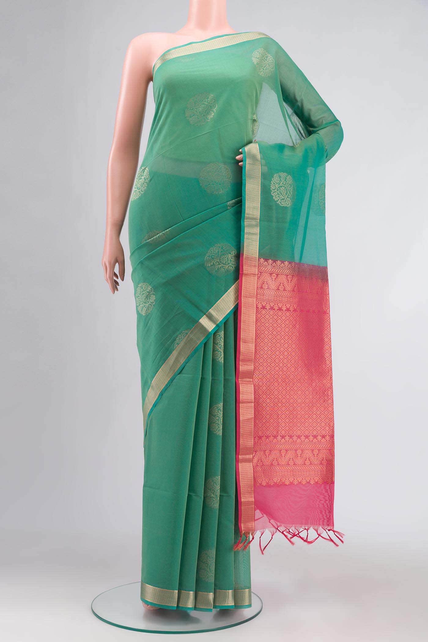 Green Silk Cotton Saree