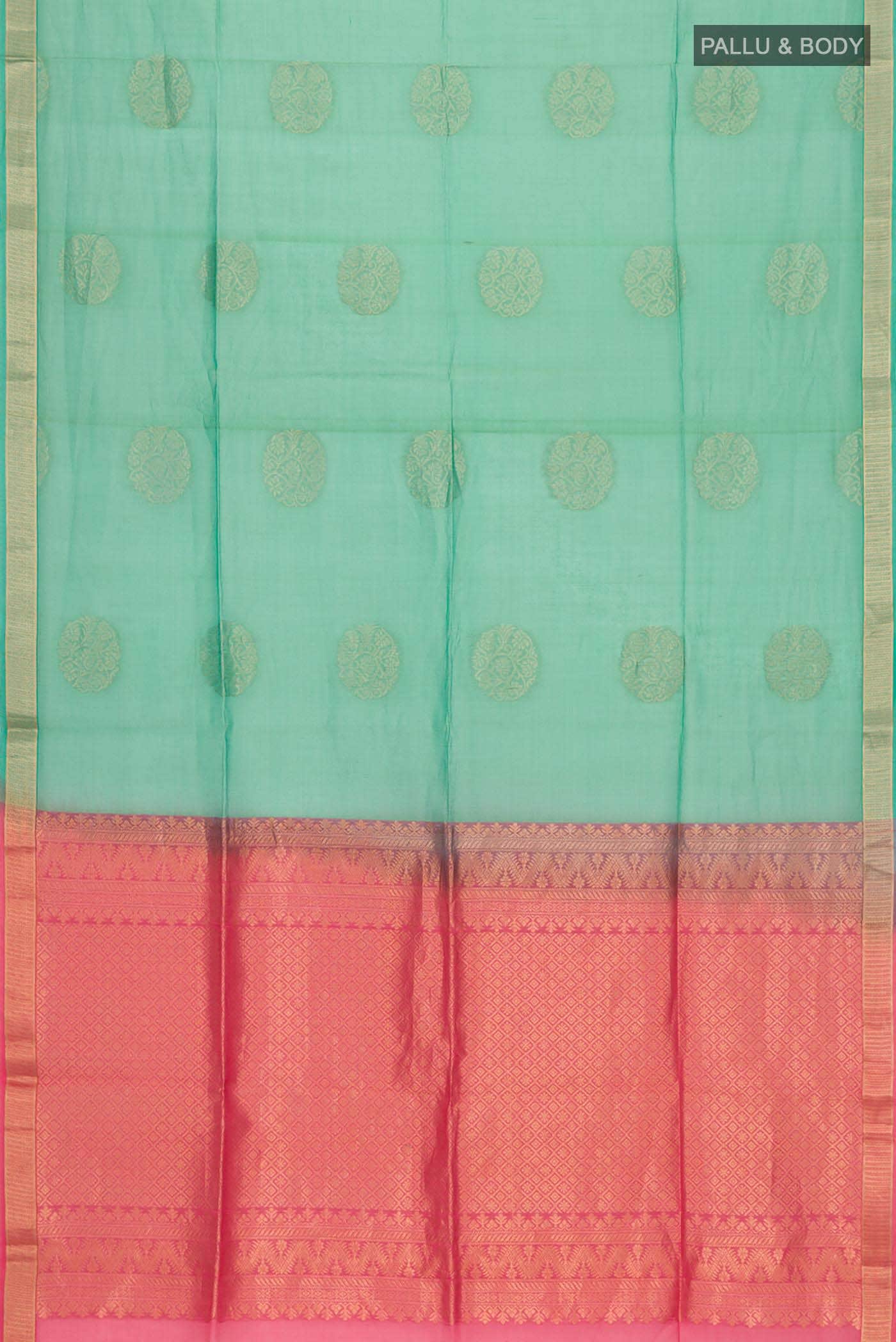 Green Silk Cotton Saree - Image 2