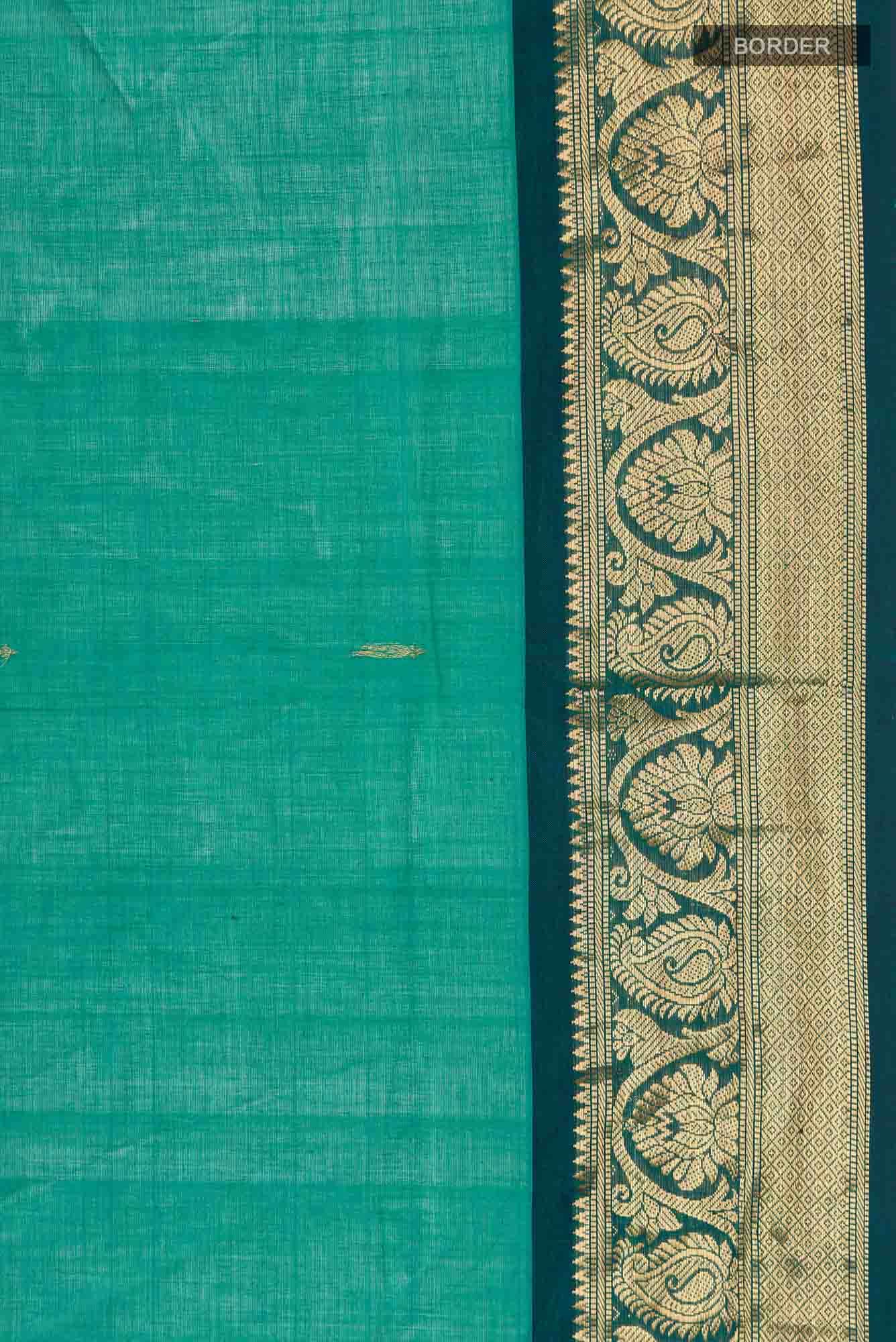 Green Silk Cotton Saree - Image 4