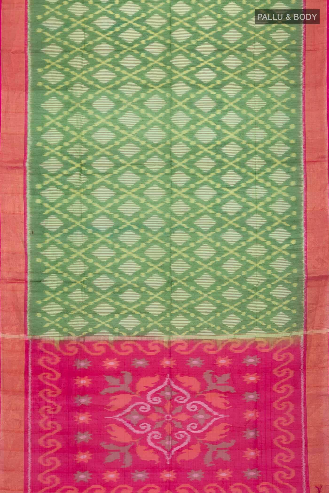 Green Silk Cotton Saree - Image 2