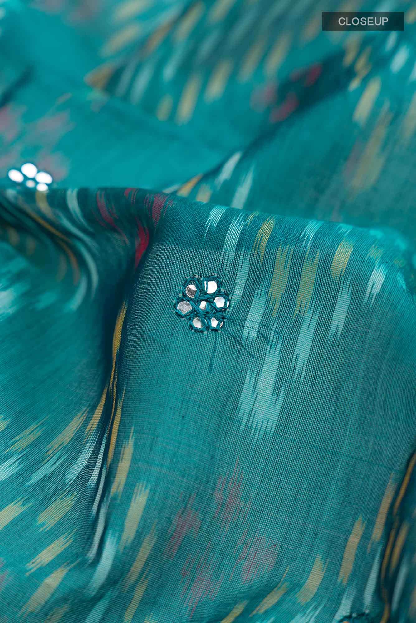 Blue Silk Cotton Saree - Image 2