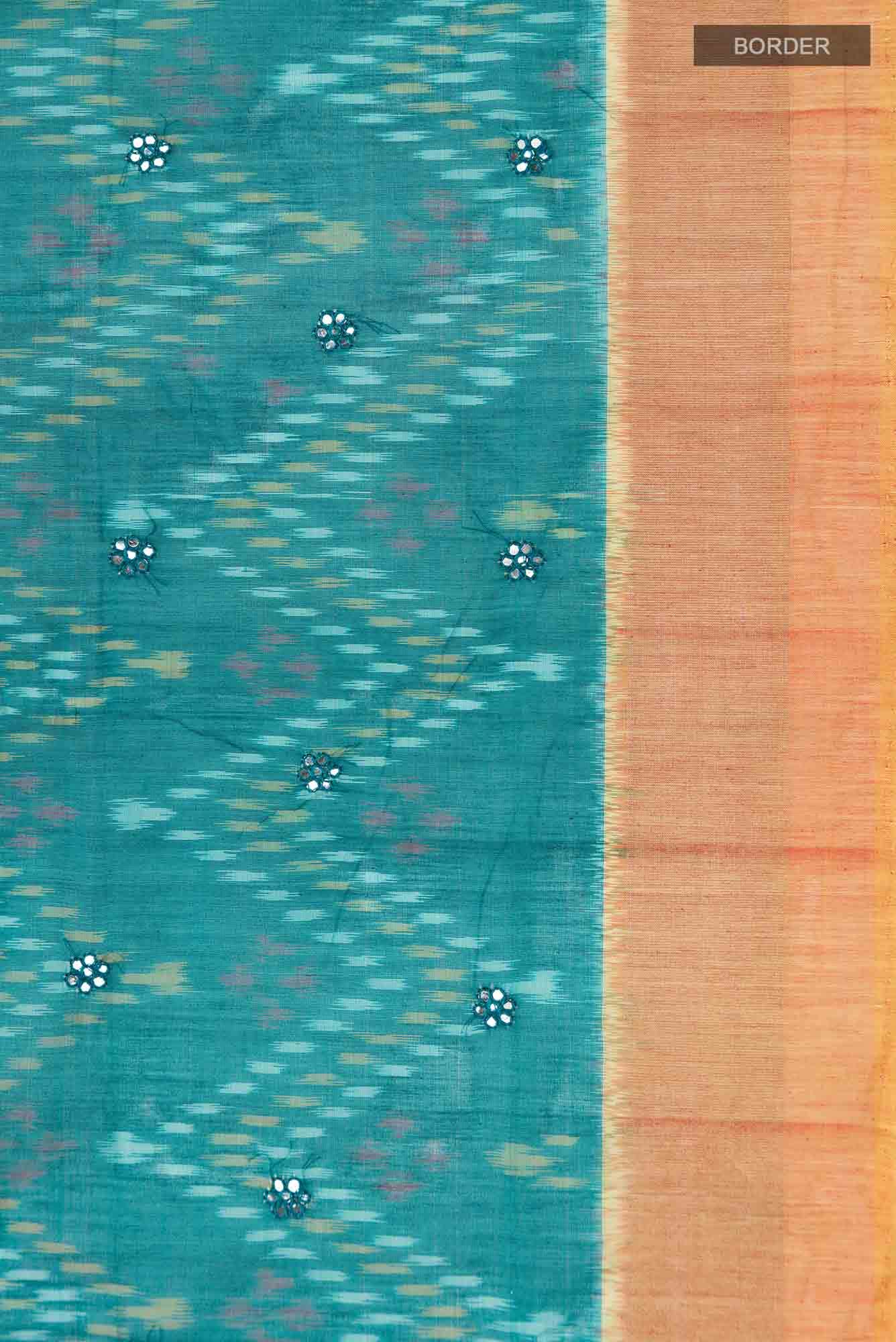 Blue Silk Cotton Saree - Image 4
