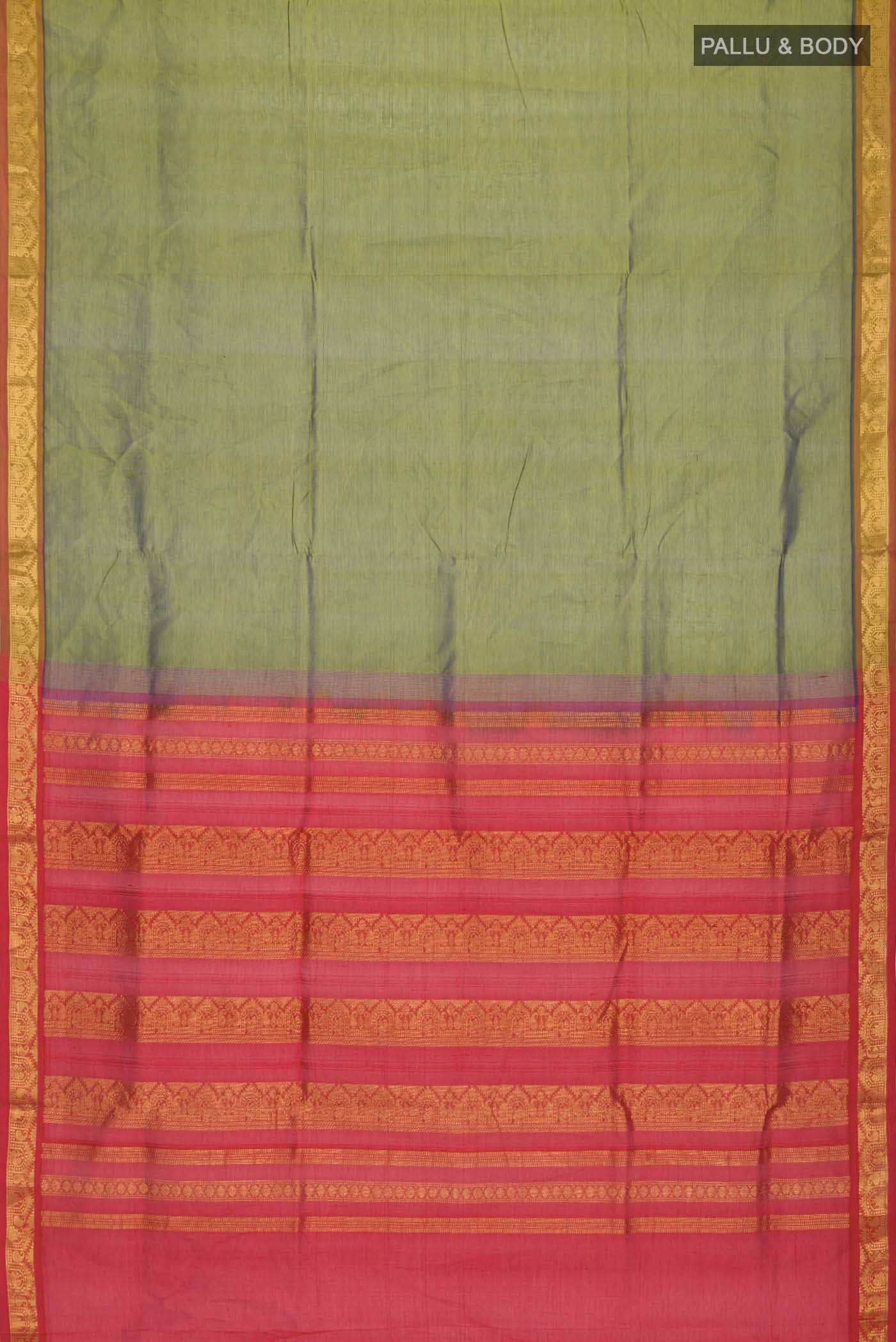 Green Silk Cotton Saree - Image 2
