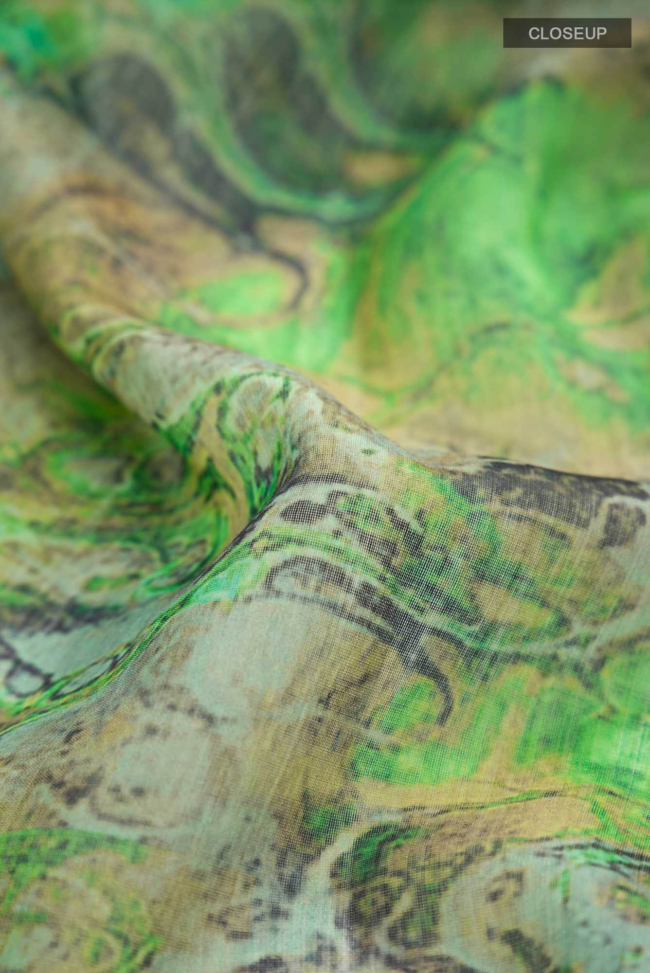 Green Silk Cotton Saree - Image 2