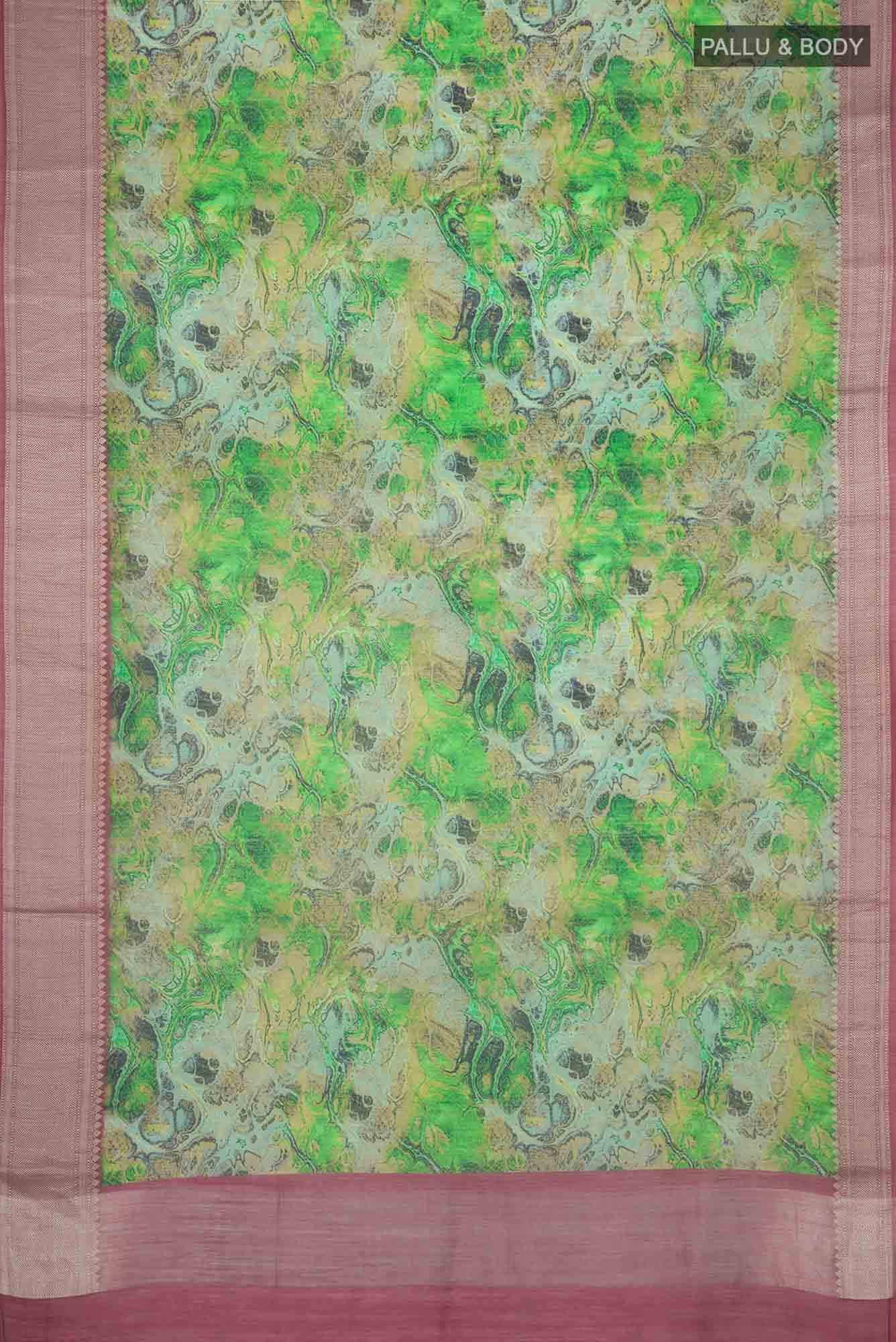 Green Silk Cotton Saree - Image 3