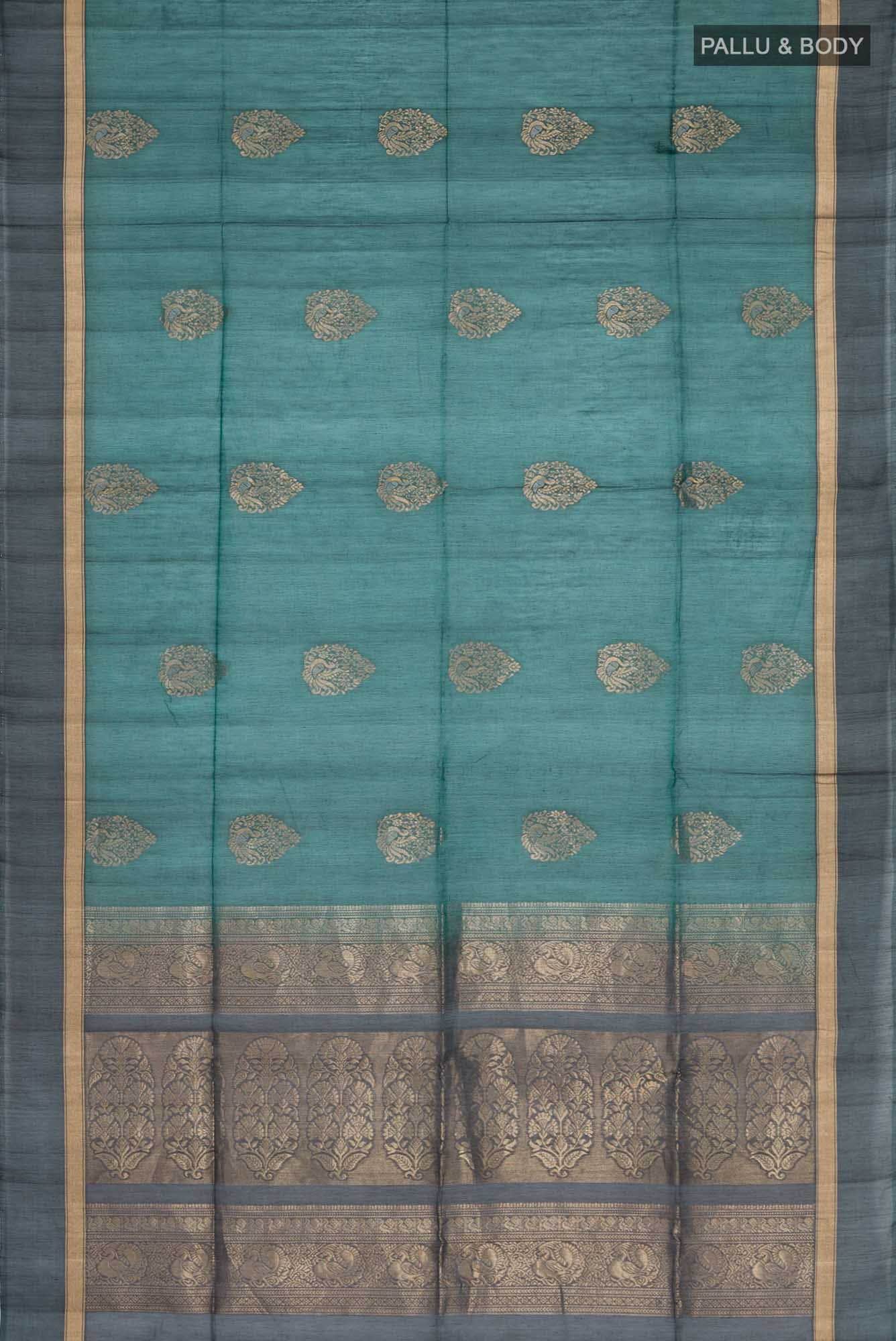 Green Silk Cotton Saree - Image 2