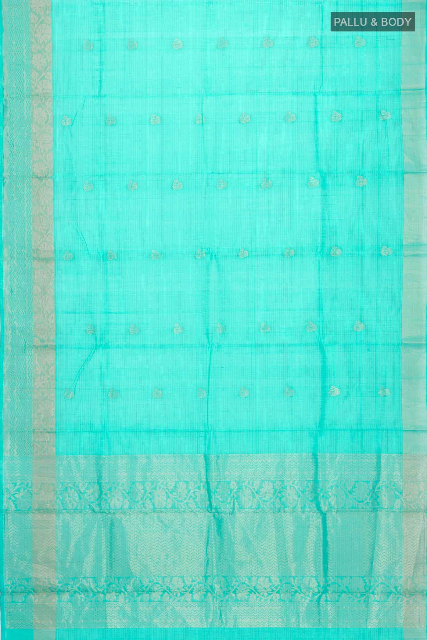 Green Silk Cotton Saree - Image 3