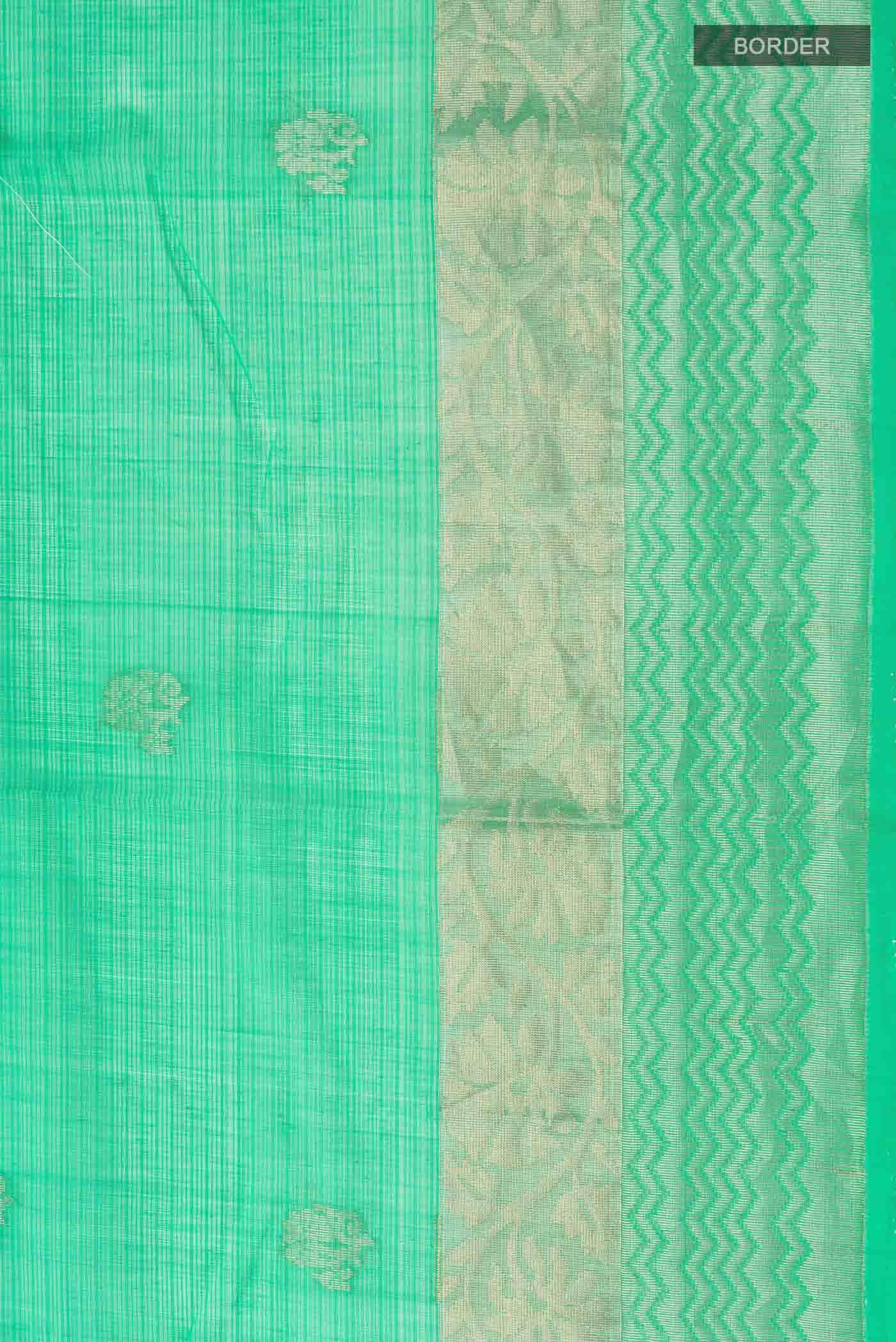 Green Silk Cotton Saree - Image 4