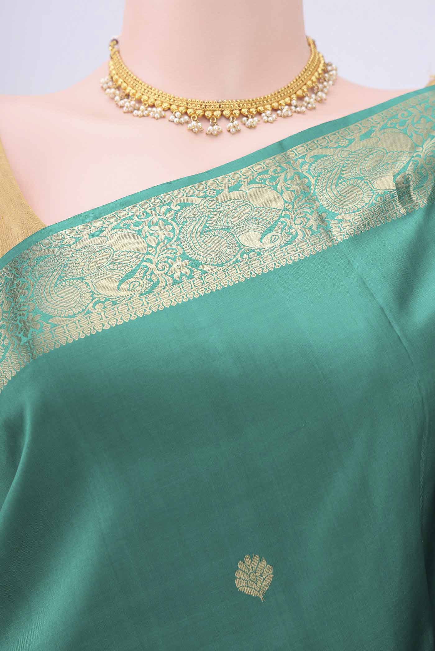 Green Soft Silk Saree - Image 2