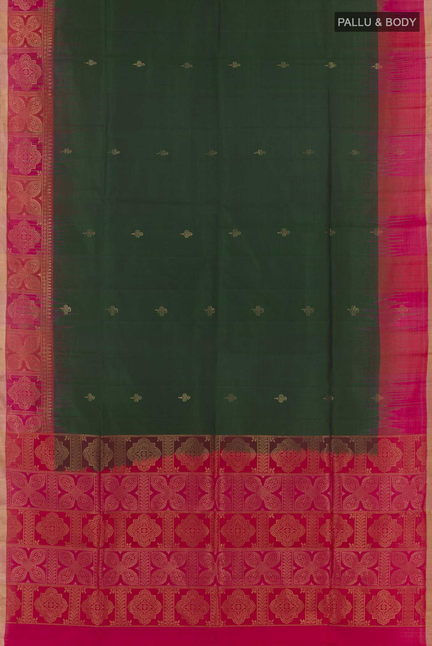 Bottle Green Soft Silk Saree - Image 3