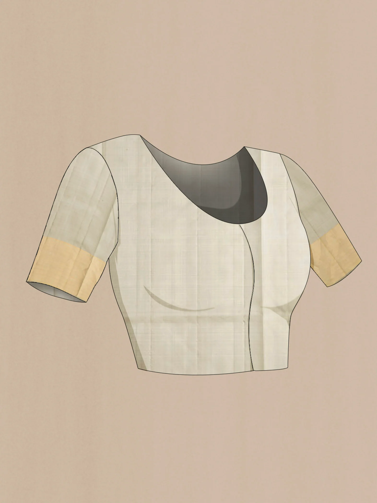 Beige Soft Silk Saree - Image 4