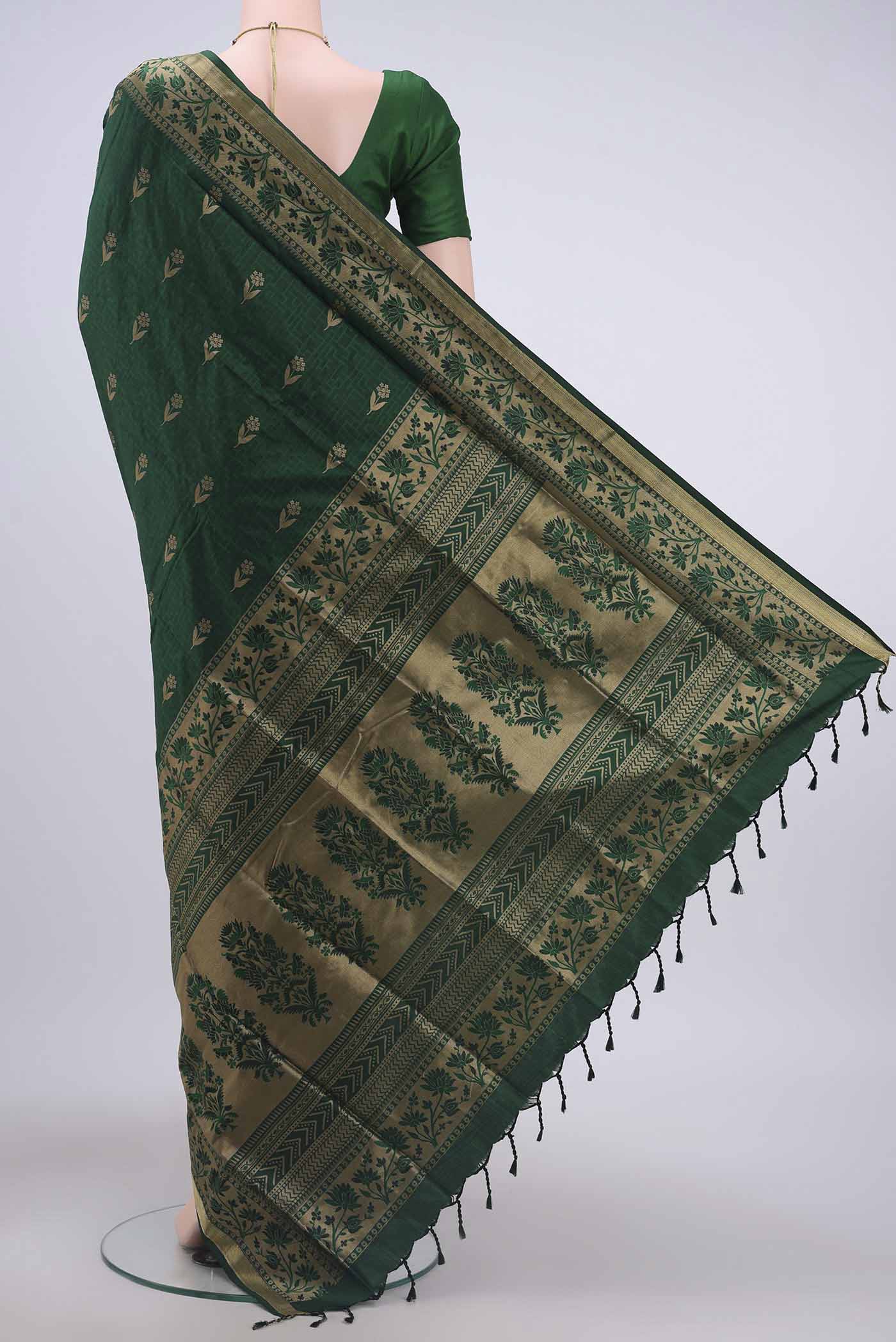 Green Soft Silk Saree - Image 3