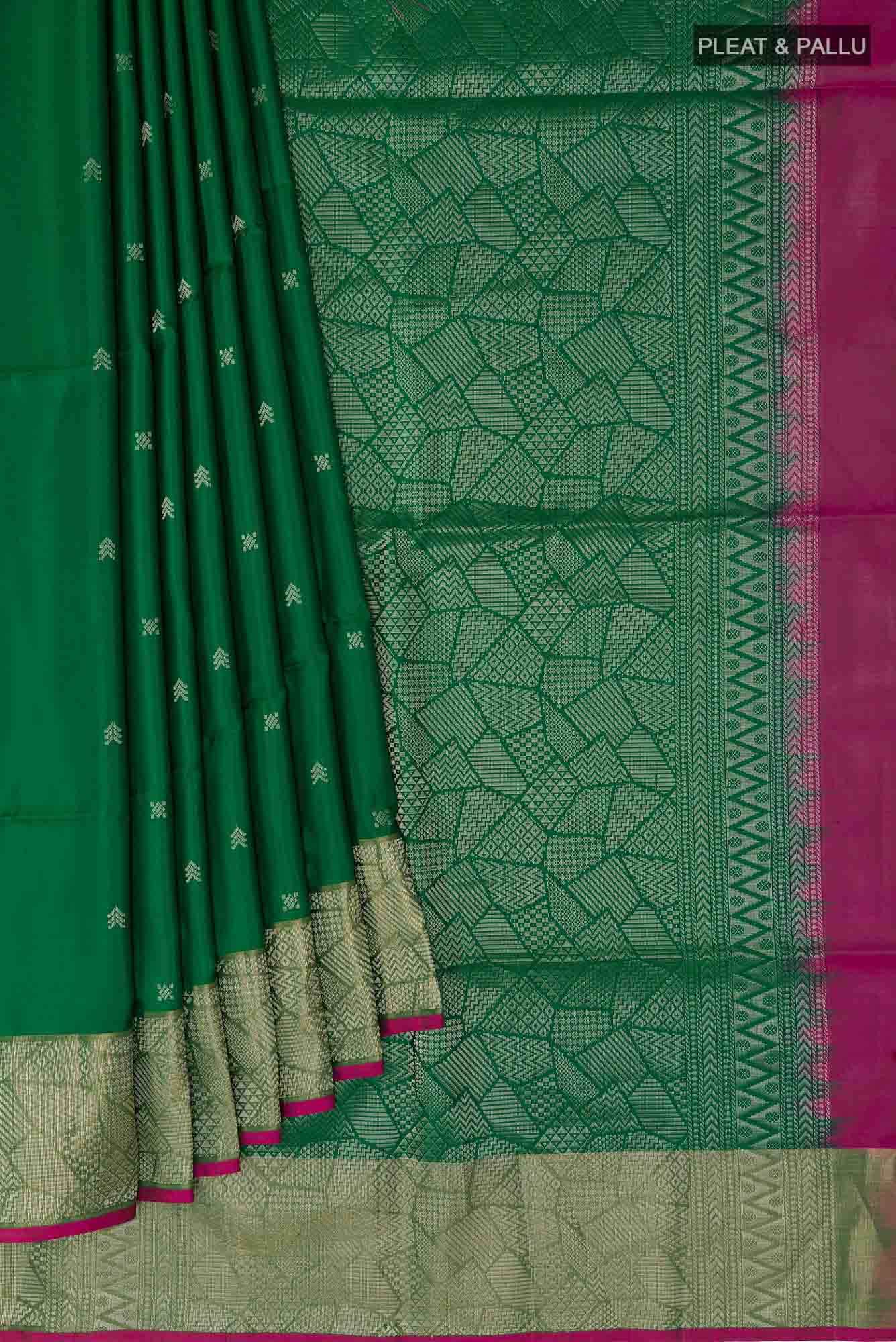 Green Soft Silk Saree - Image 2
