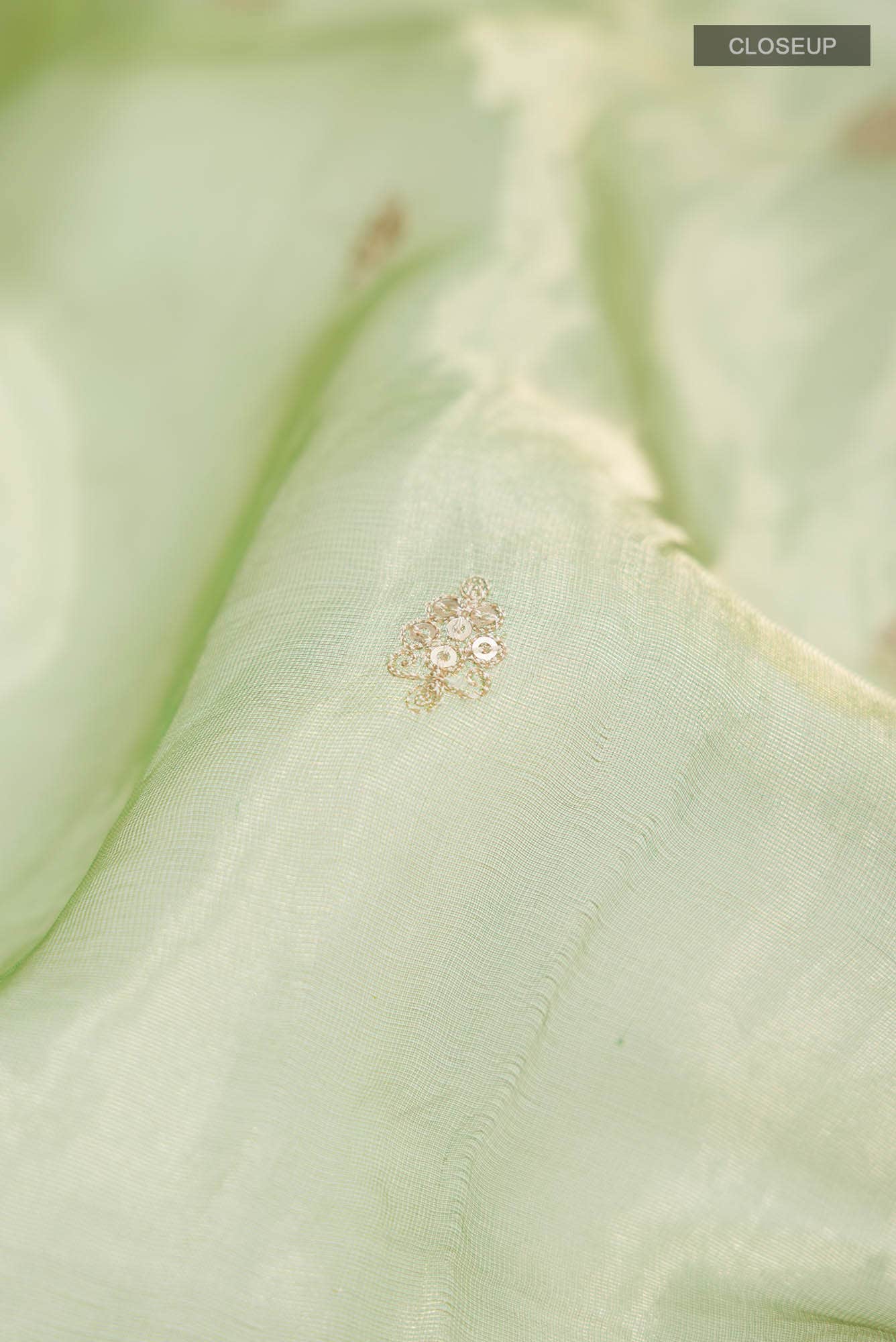 Green Tissue Silk Saree - Image 2