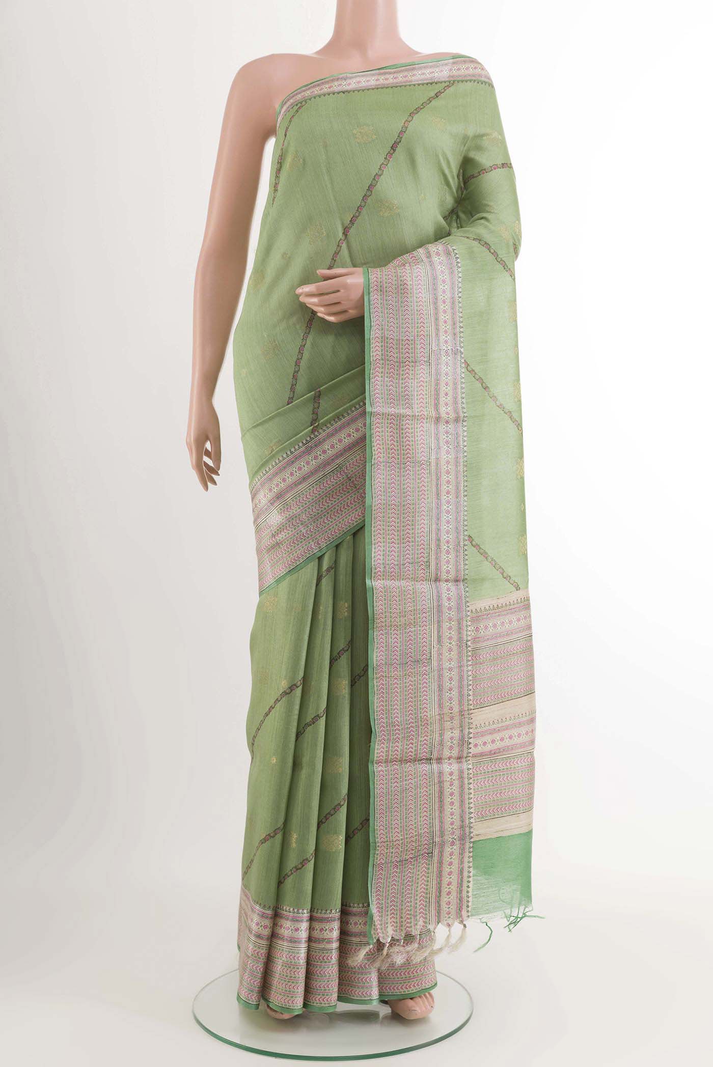 Green Tussar Saree